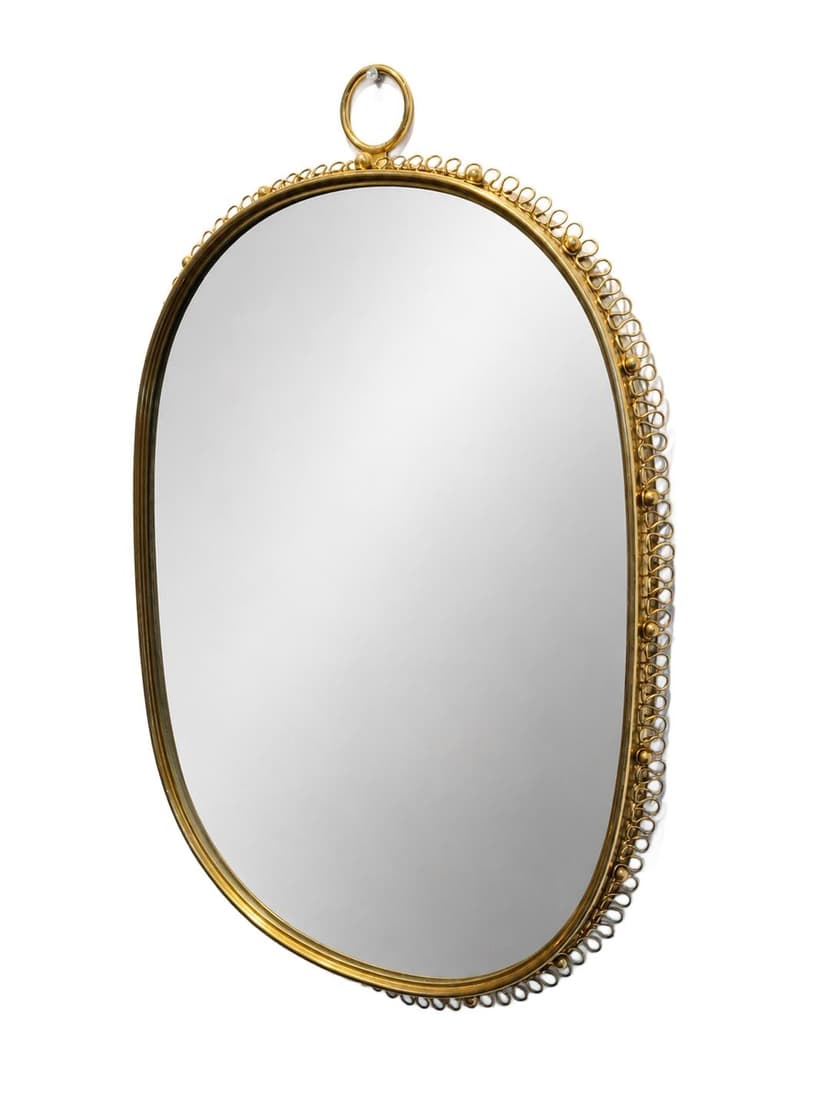 Wall mirror, gold brass, by J. Frank, Svenskt Tenn, Sweden, 1950s