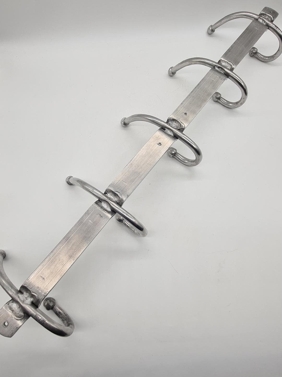 Wall-mounted rack, silver aluminum, 1980s - 334013