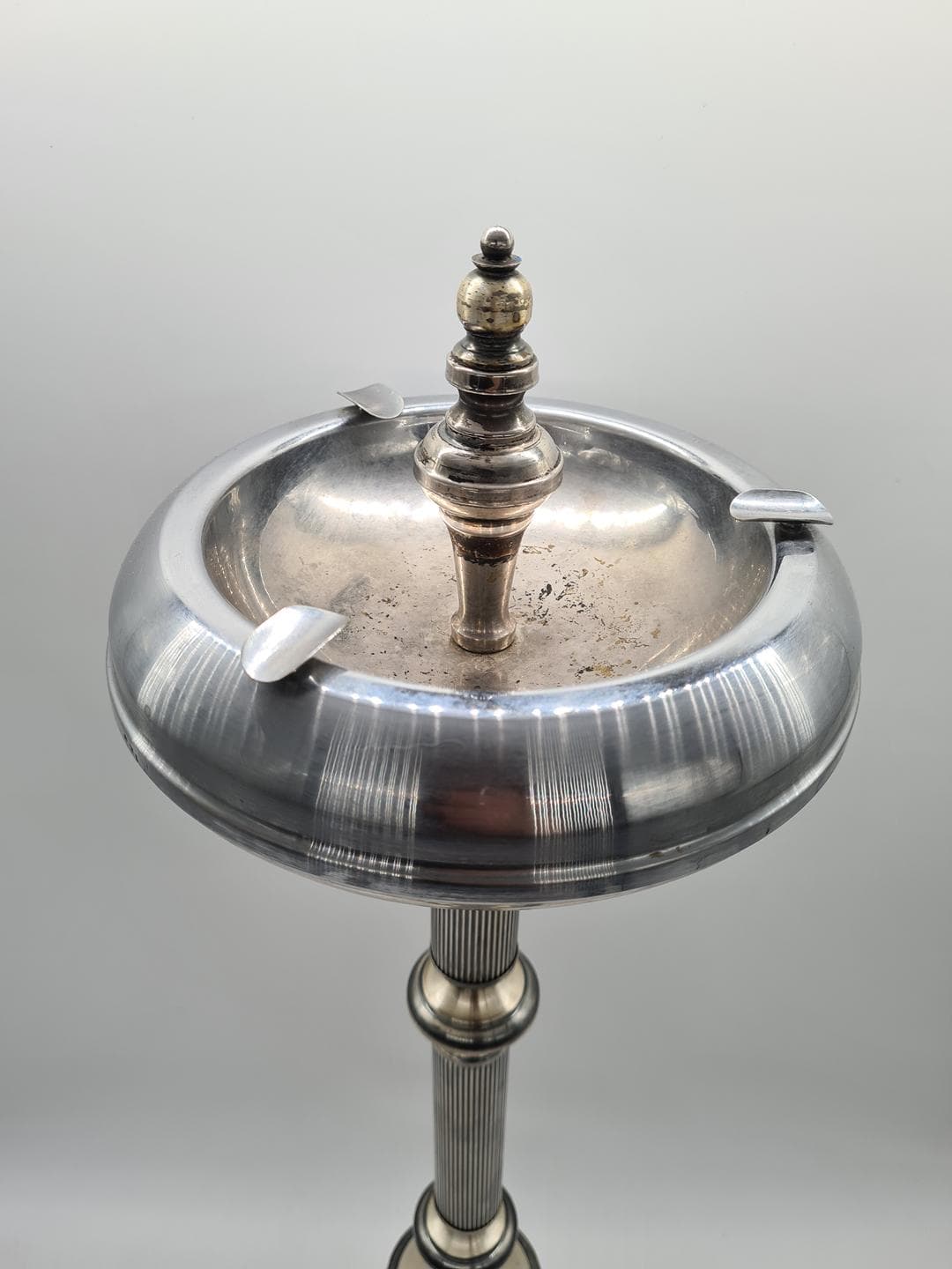 Freestanding Ashtray Art Deco, silver black metal, 1930s - 334023