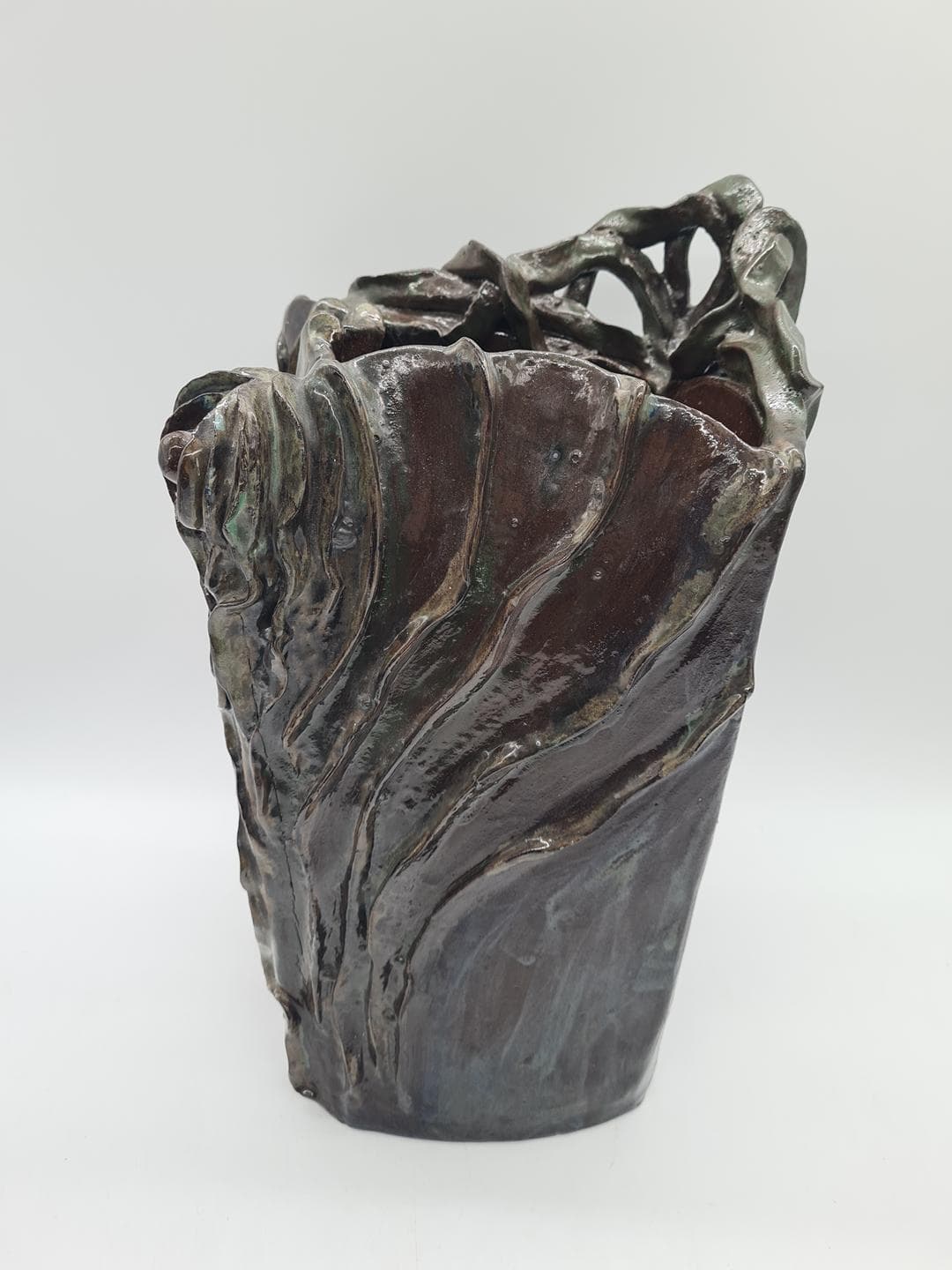 Sculptural vase RB, blue green, ceramics, 1970s - 334035