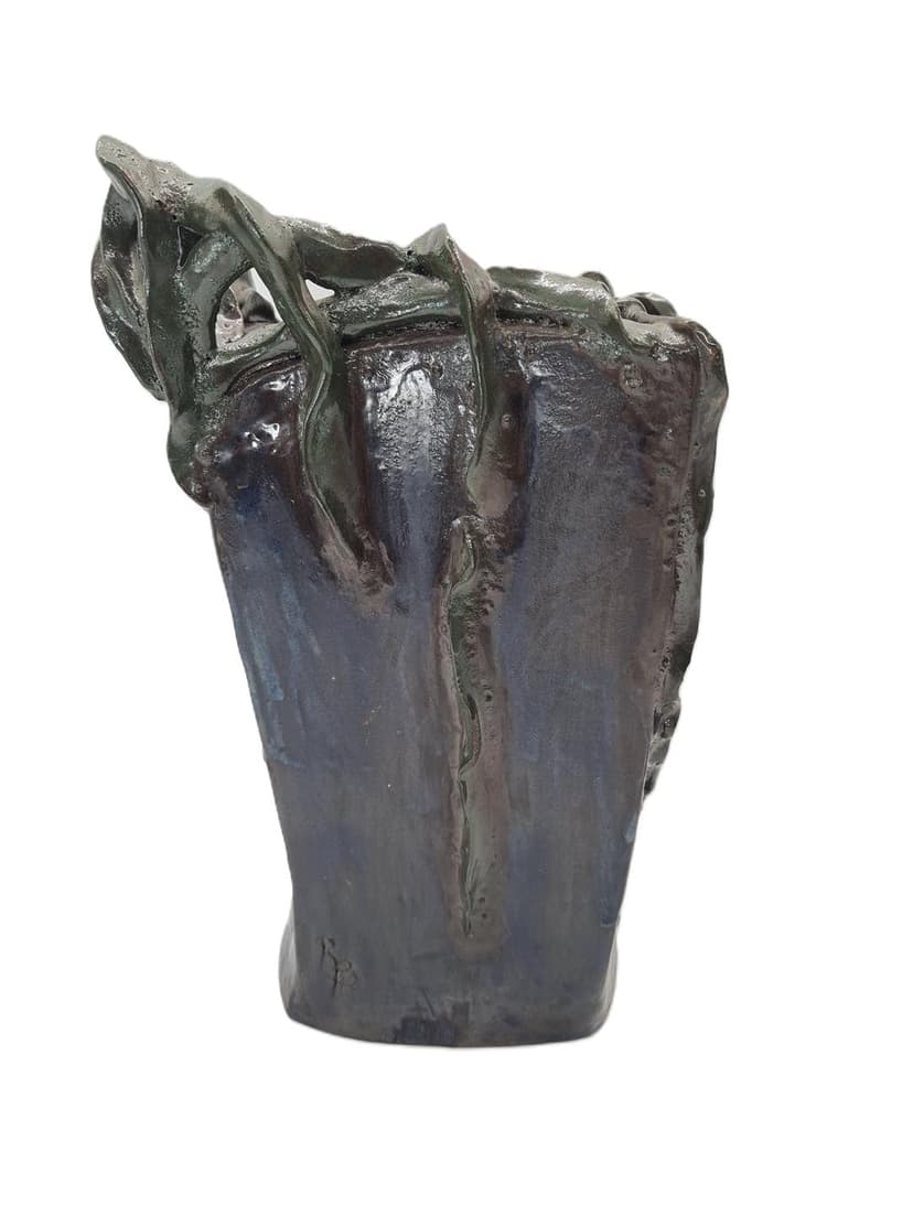 Sculptural vase RB, blue green, ceramics, 1970s