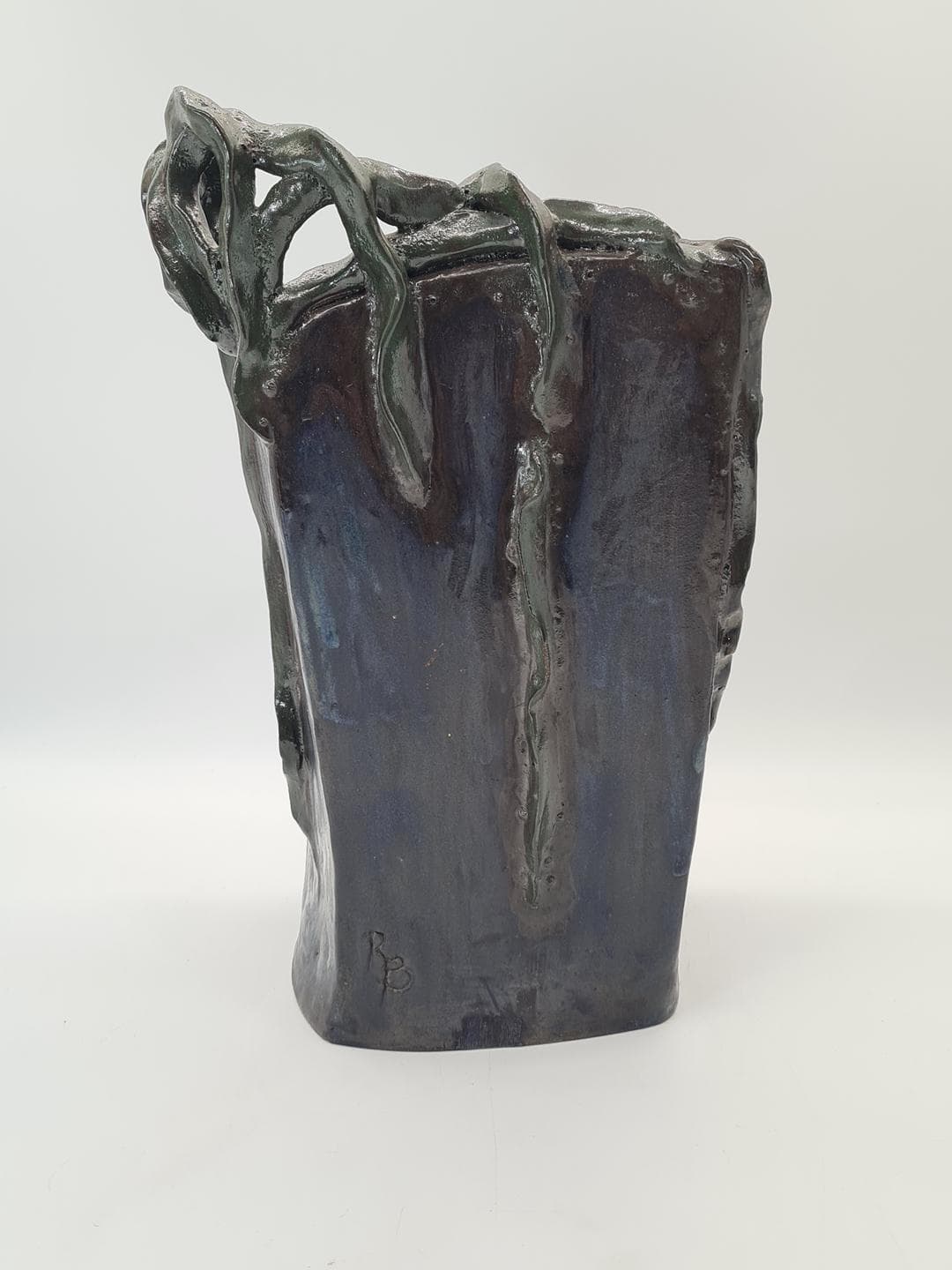 Sculptural vase RB, blue green, ceramics, 1970s - 334028