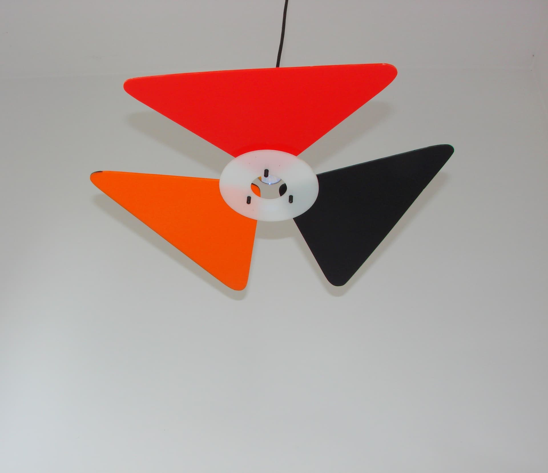 Pendant Lamp Postmodern, red orange graphite white black, metal acrylic, 1990s - 334063
