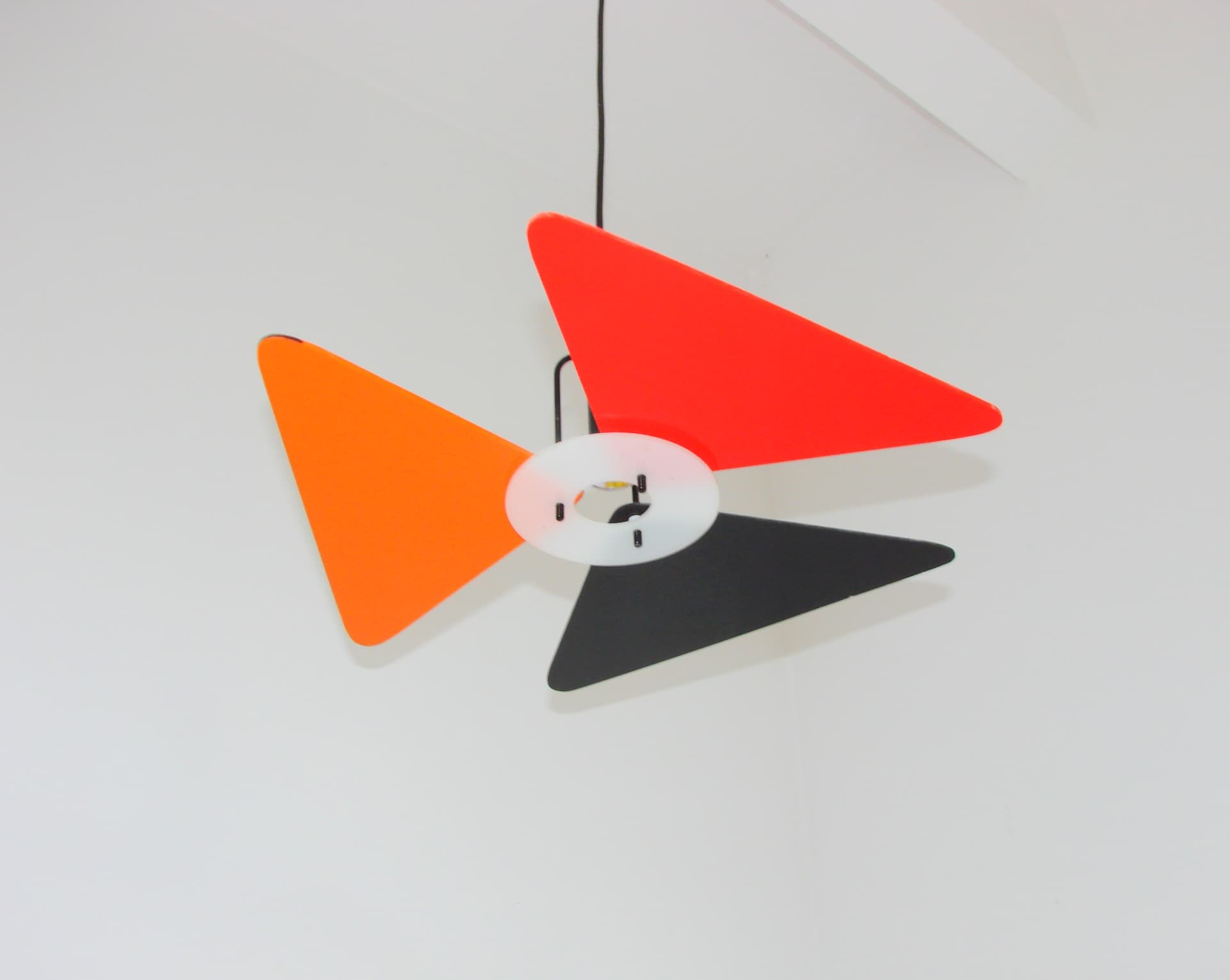 Pendant Lamp Postmodern, red orange graphite white black, metal acrylic, 1990s - 334061