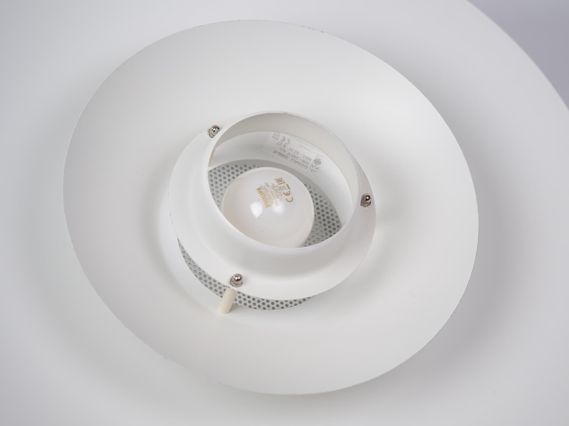 Pendant Lamp Donau, white aluminum, by K. Wiborg, Jeka, Denmark, 1980s. - 334116