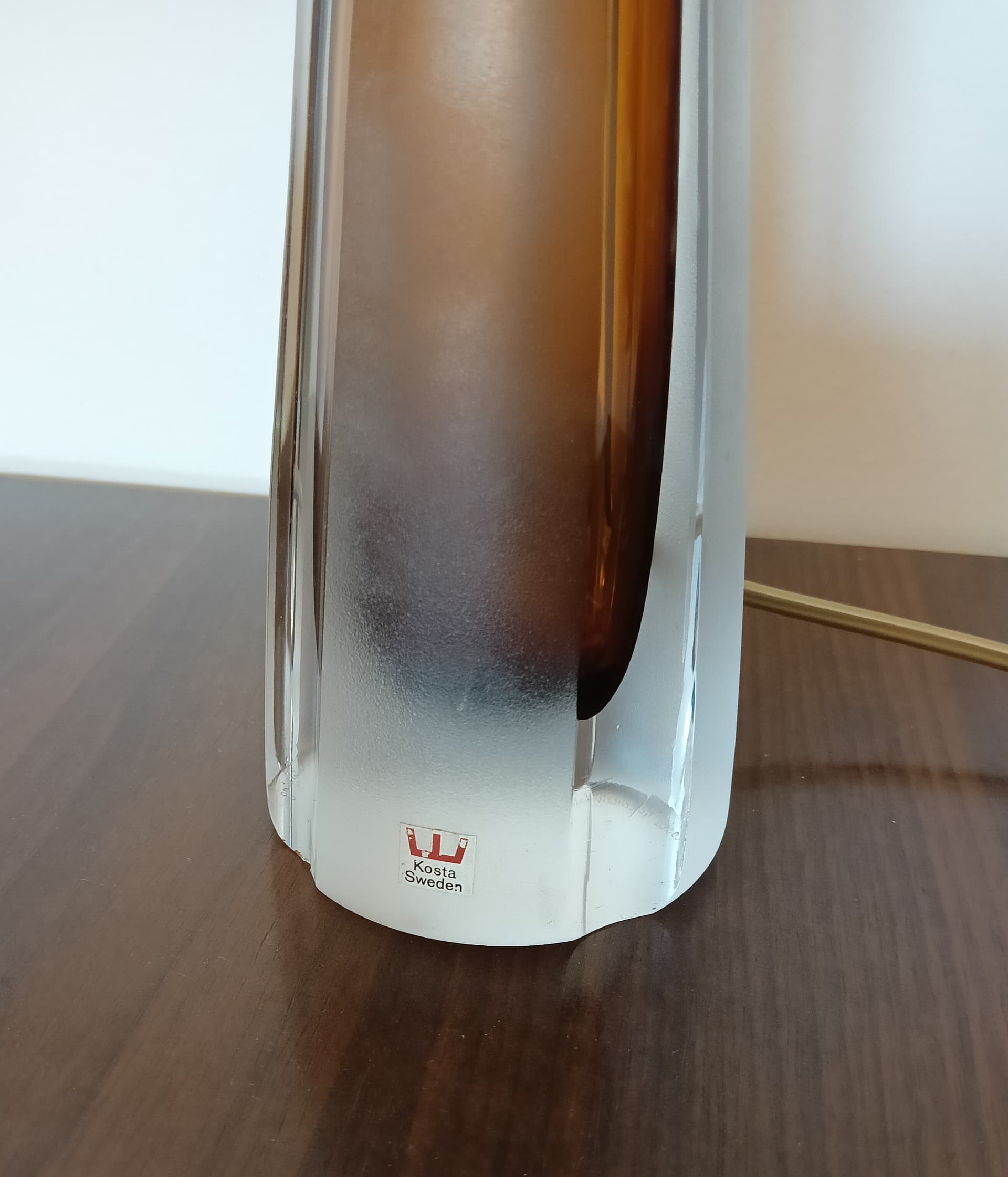 Lampa stołowa, transparentne szkło bursztynowe, Szwecja, lata 70. - 334122