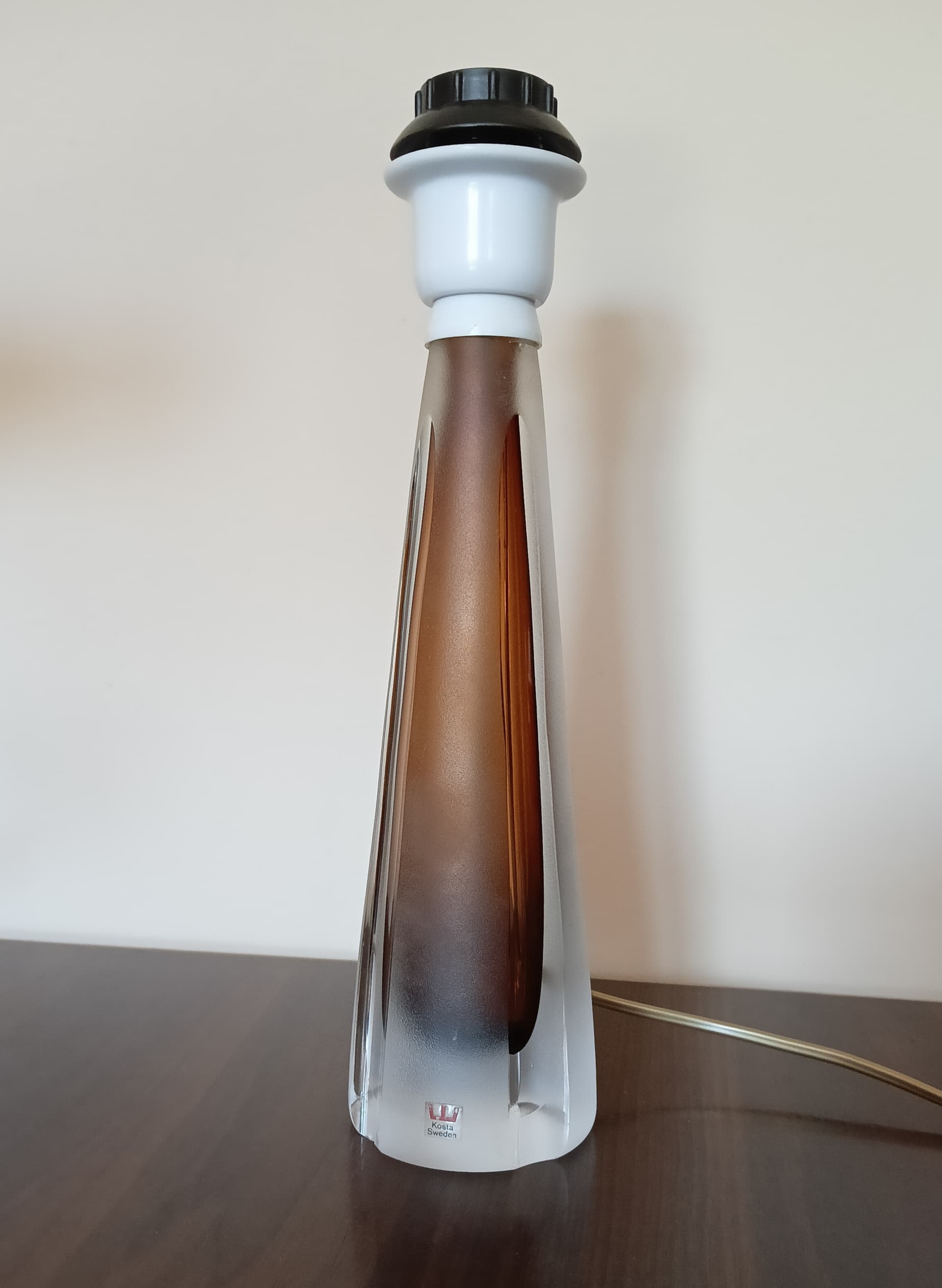 Lampa stołowa, transparentne szkło bursztynowe, Szwecja, lata 70. - 334121