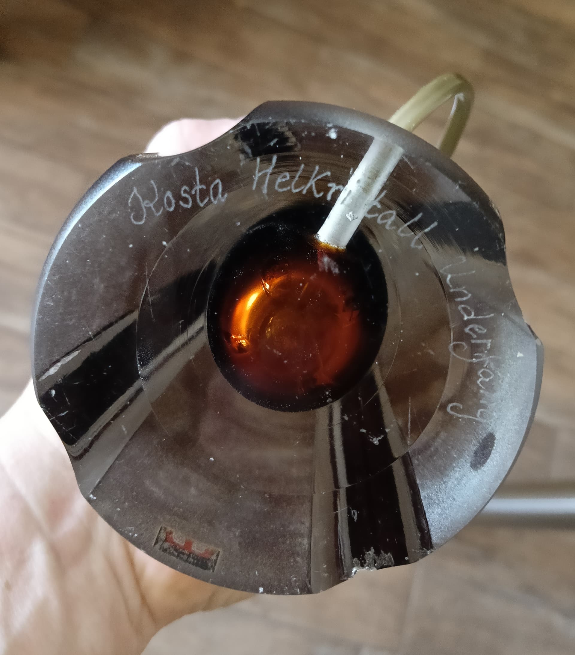 Lampa stołowa, transparentne szkło bursztynowe, Szwecja, lata 70. - 334124