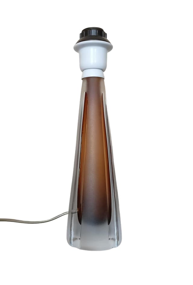 Lampa stołowa, transparentne szkło bursztynowe, Szwecja, lata 70. - WYMIARY