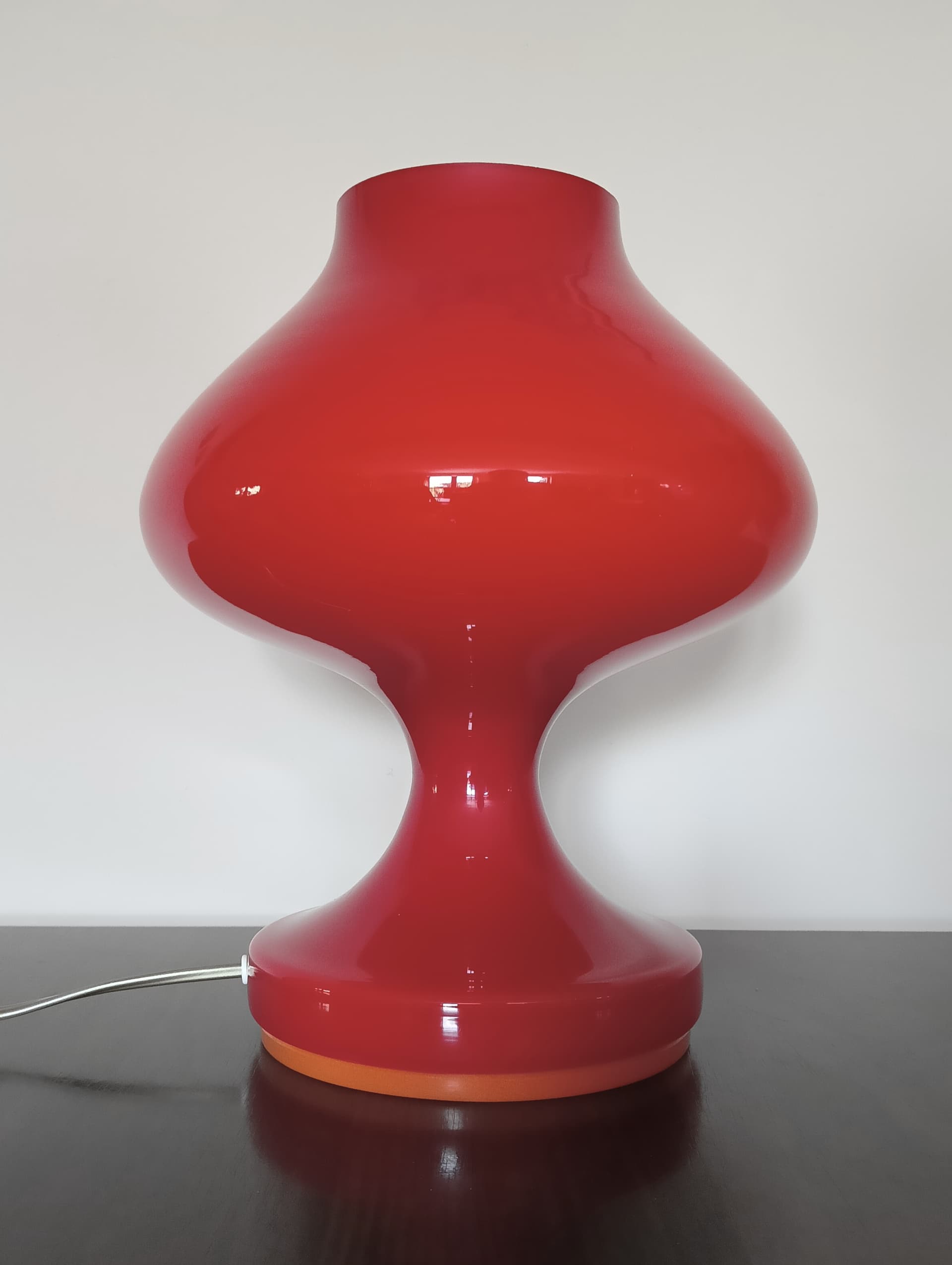 Lampa stołowa, czerwona, szkło, proj. S. Tabera, OPP Jihlava, Czechosłowacja, lata 70. - 334127
