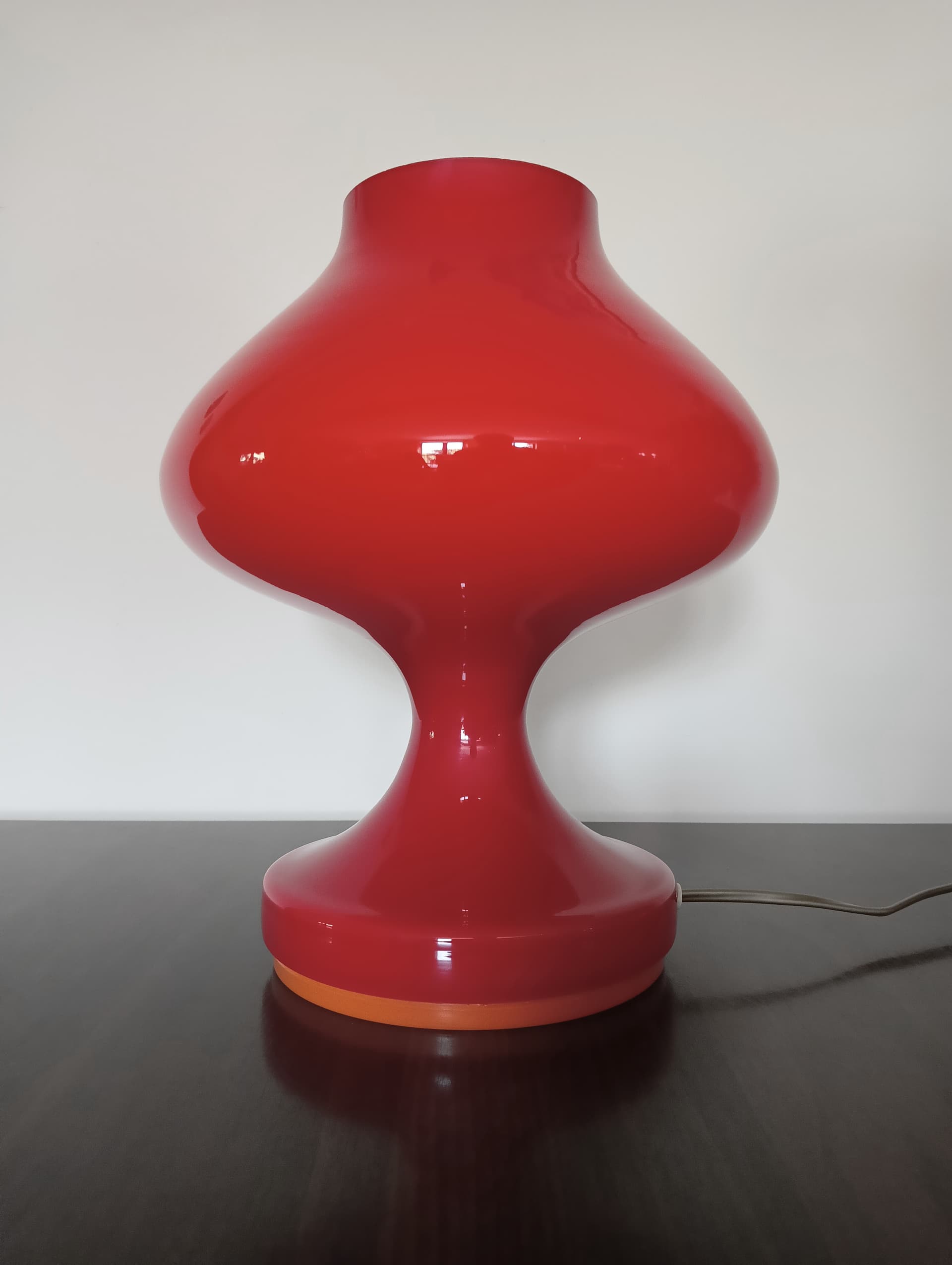 Lampa stołowa, czerwona, szkło, proj. S. Tabera, OPP Jihlava, Czechosłowacja, lata 70. - 334126