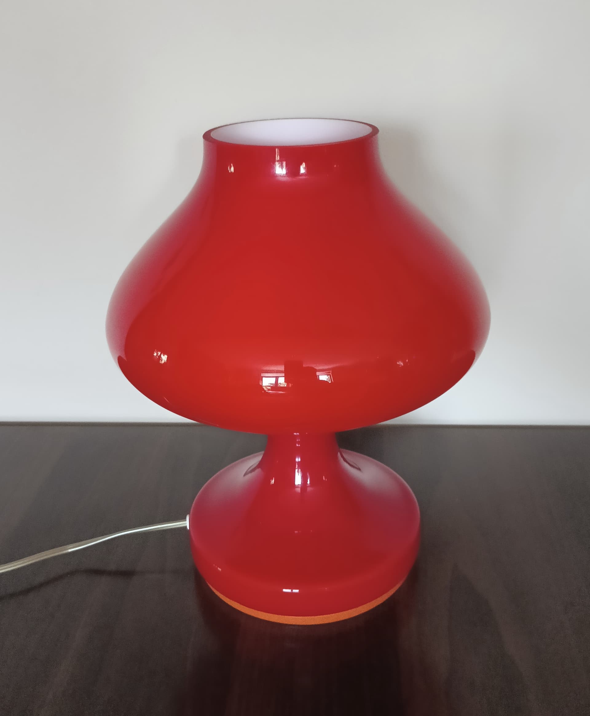 Lampa stołowa, czerwona, szkło, proj. S. Tabera, OPP Jihlava, Czechosłowacja, lata 70. - 334125