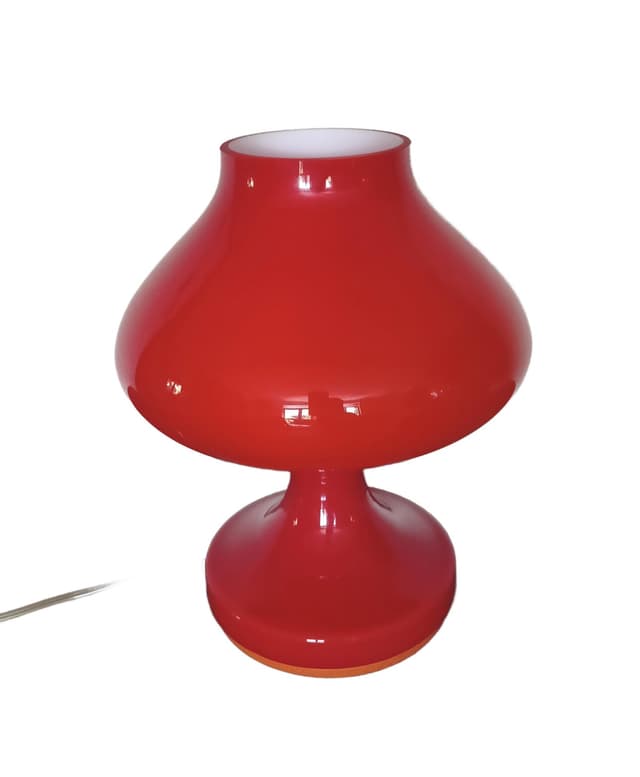 Lampa stołowa, czerwona, szkło, proj. S. Tabera, OPP Jihlava, Czechosłowacja, lata 70. - WYMIARY