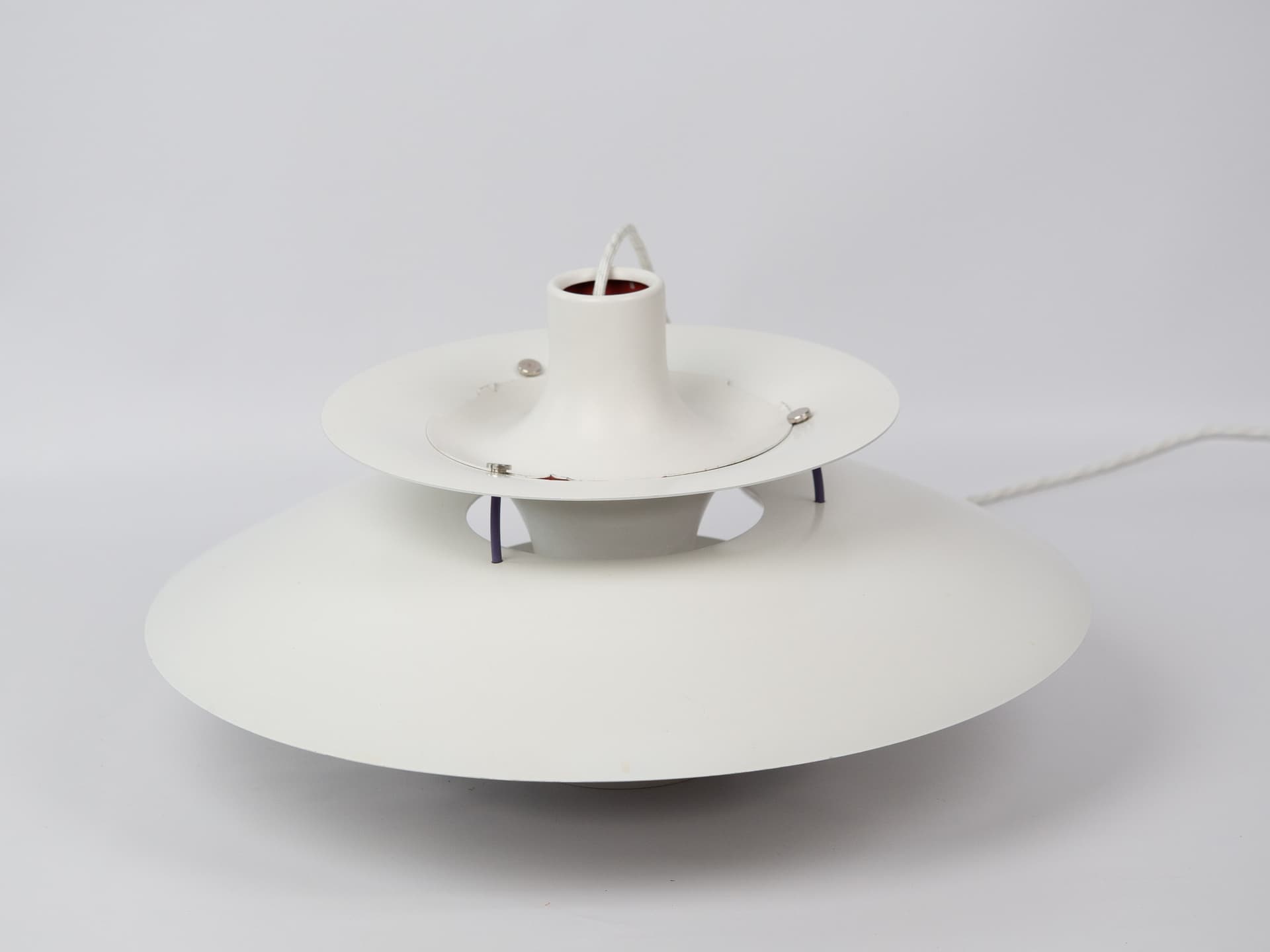 Pendant lamp PH 5, white, metal, by P. Henningsen, Louis Poulsen, Denmark, 1980s. - 334146