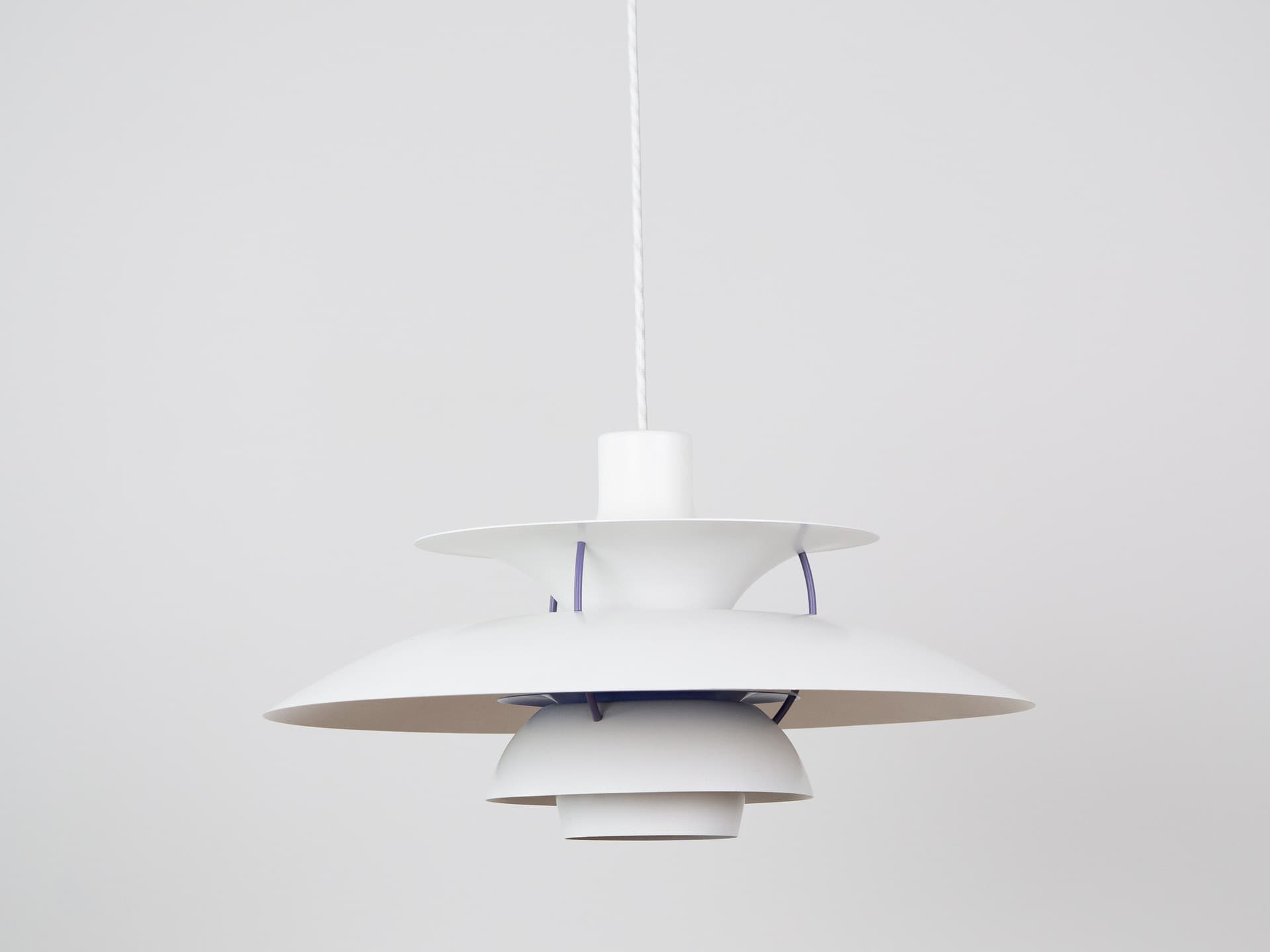 Pendant lamp PH 5, white, metal, by P. Henningsen, Louis Poulsen, Denmark, 1980s. - 334145