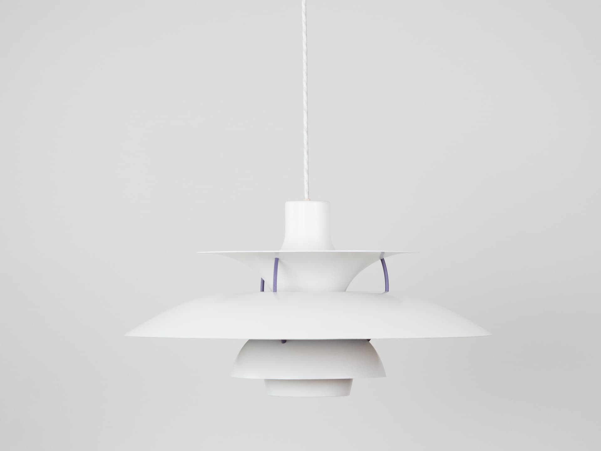 Pendant lamp PH 5, white, metal, by P. Henningsen, Louis Poulsen, Denmark, 1980s. - 334142
