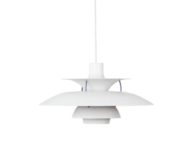 Pendant lamp PH 5, white, metal, by P. Henningsen, Louis Poulsen, Denmark, 1980s. - DIMENSION