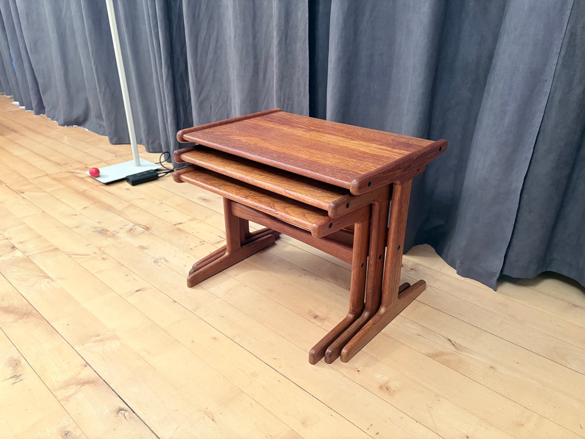 Set of three side tables, brown teak, Denmark, 1960s. - 334179