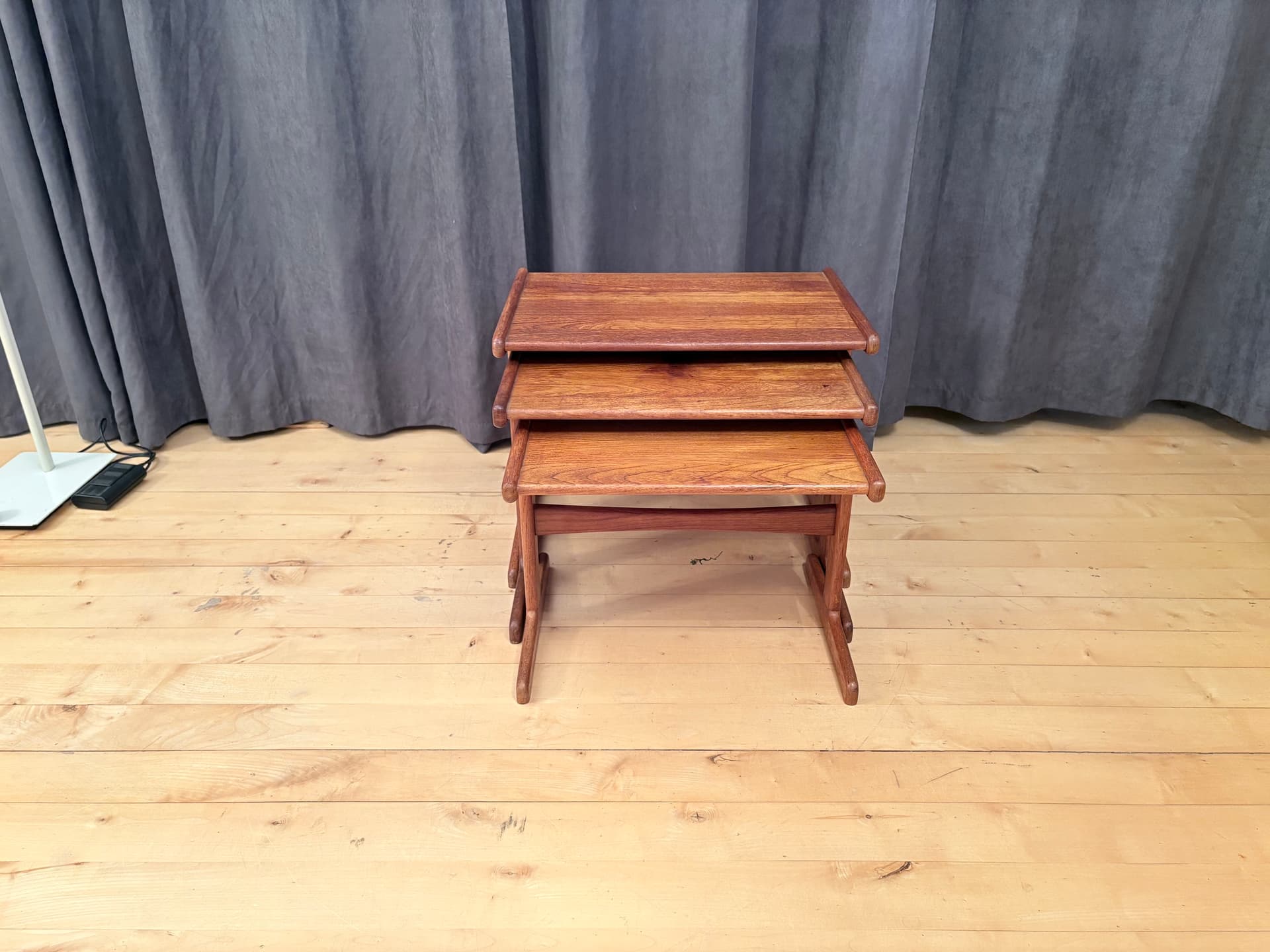 Set of three side tables, brown teak, Denmark, 1960s. - 334172