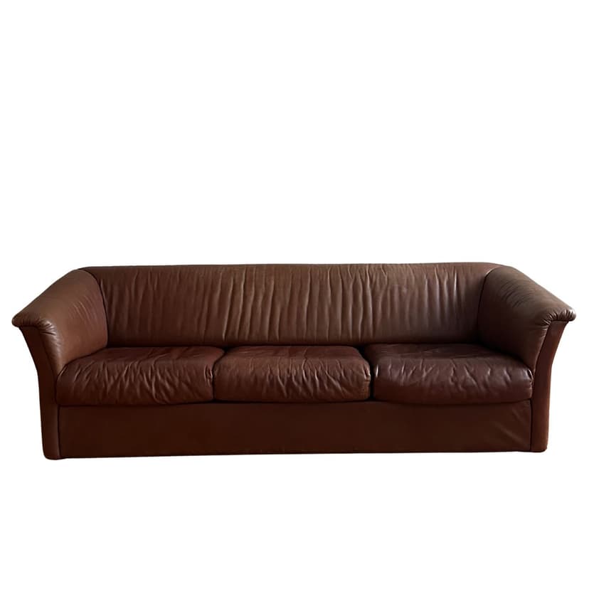 Sofa trzyosobowa de Sede, brązowa, skóra naturalna, Szwajcaria, lata 70.