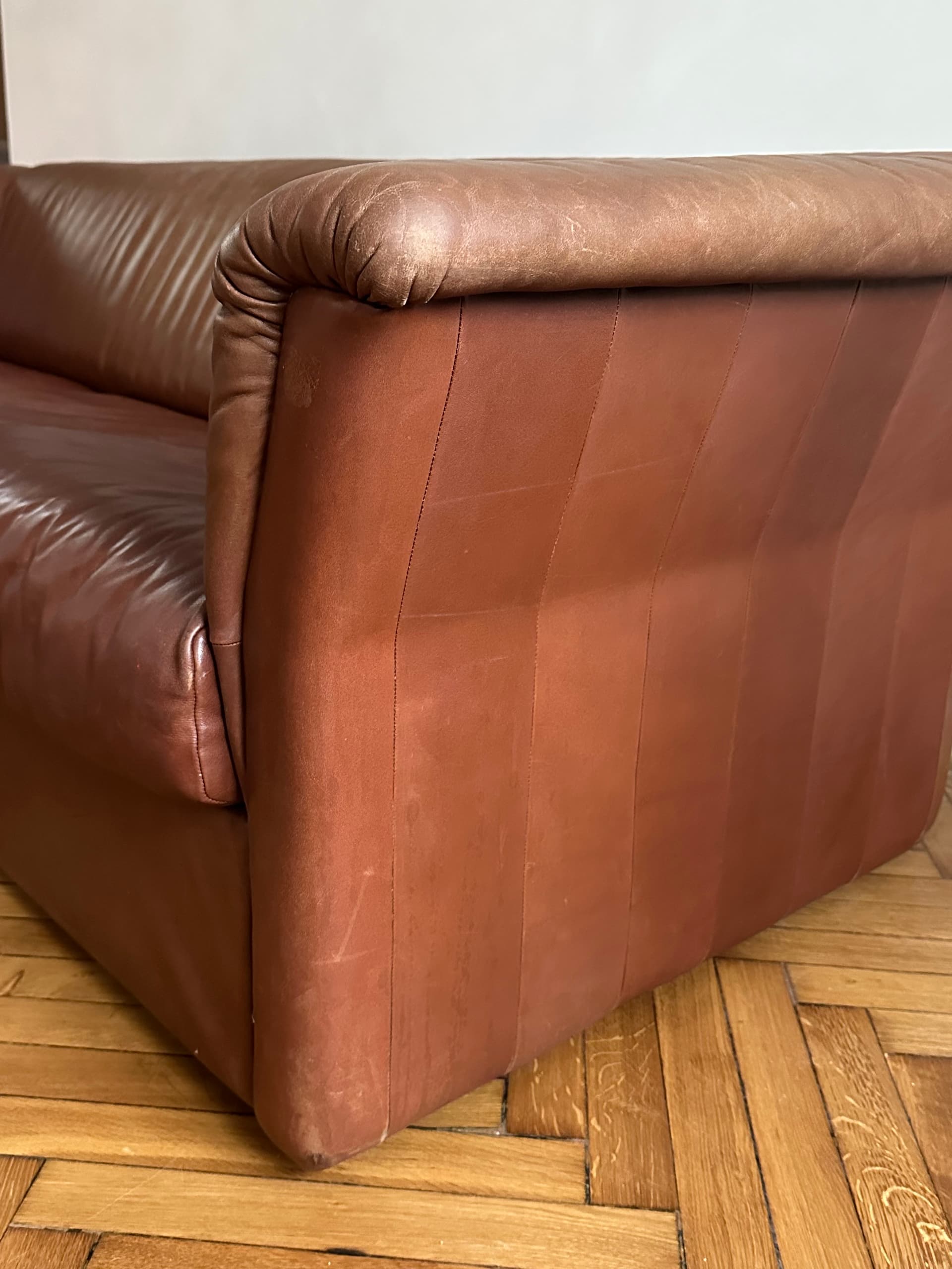 Sofa trzyosobowa de Sede, brązowa, skóra naturalna, Szwajcaria, lata 70. - 334189