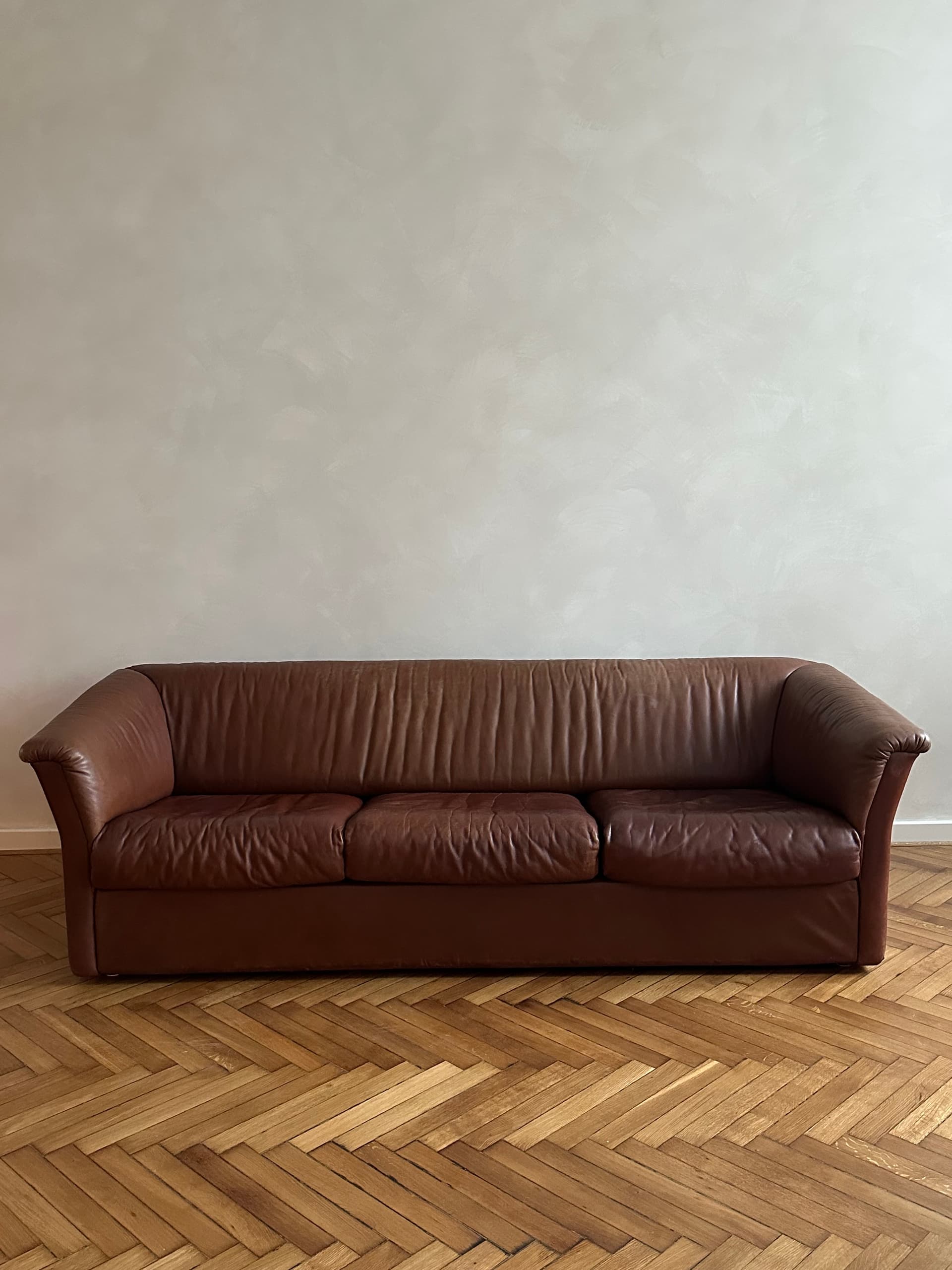 Sofa trzyosobowa de Sede, brązowa, skóra naturalna, Szwajcaria, lata 70. - 334185