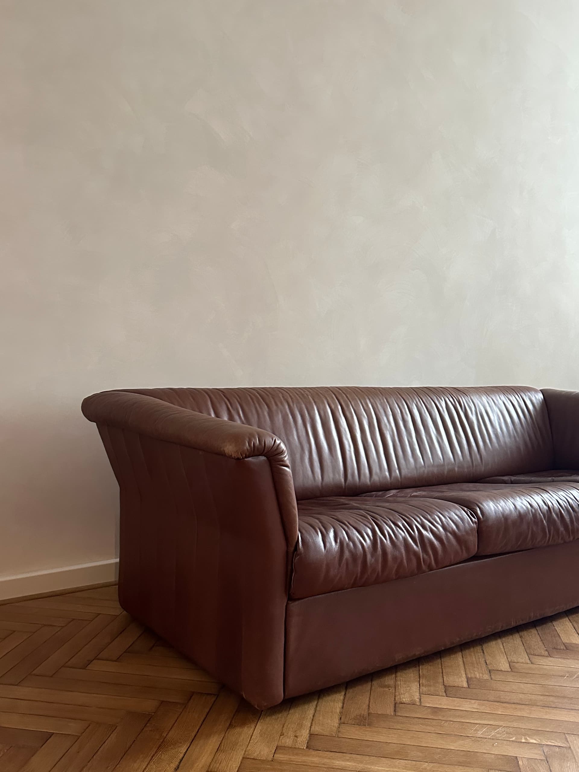 Sofa trzyosobowa de Sede, brązowa, skóra naturalna, Szwajcaria, lata 70. - 334187