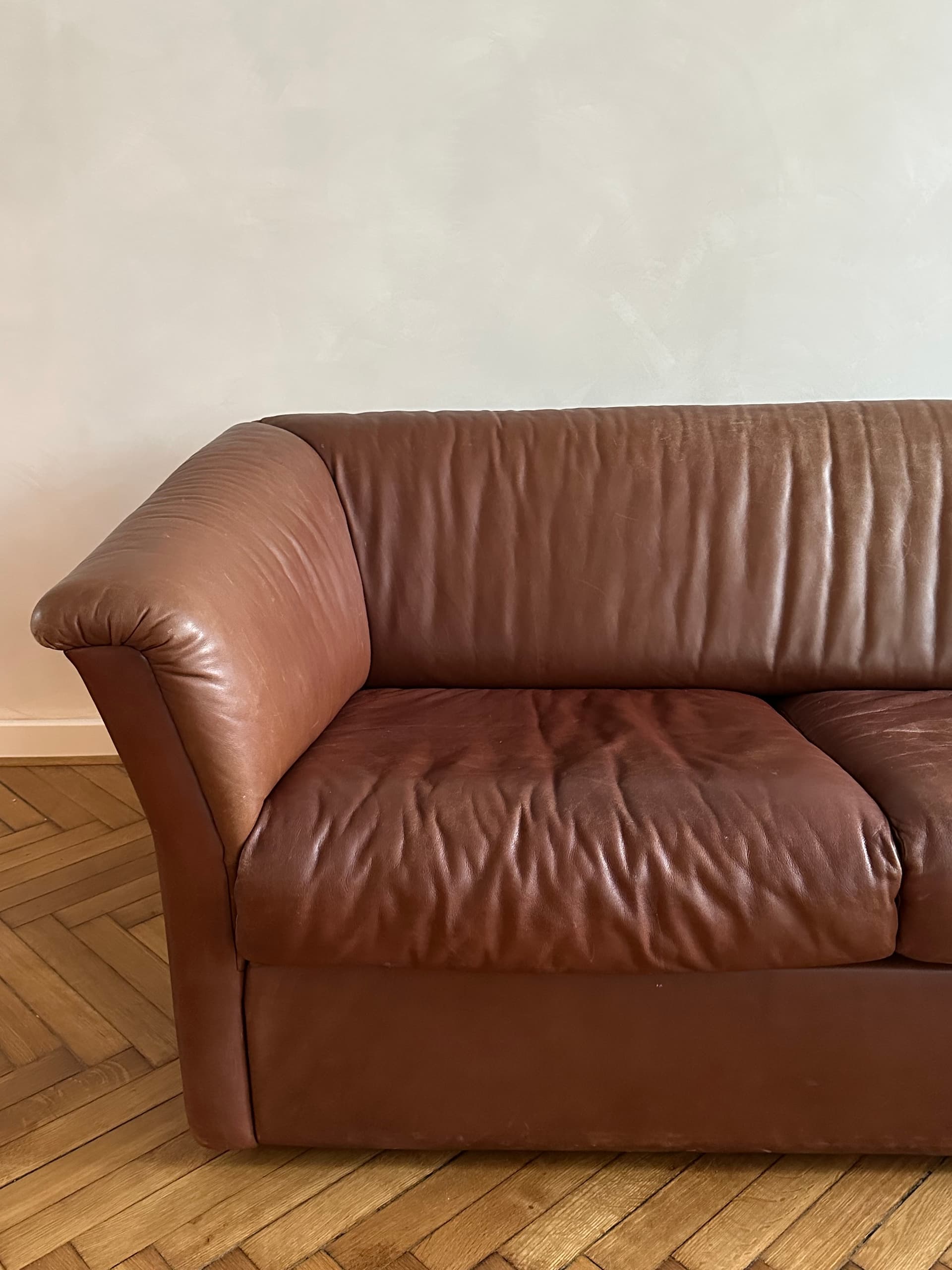 Sofa trzyosobowa de Sede, brązowa, skóra naturalna, Szwajcaria, lata 70. - 334186
