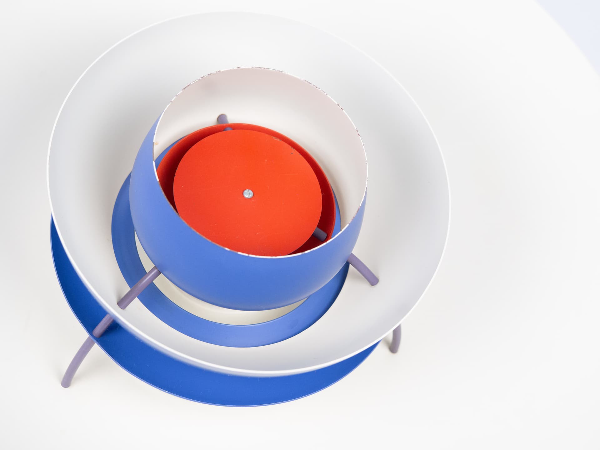 Pendant lamp PH 5, blue and white aluminum, by P. Henningsen, Louis Poulsen, Denmark, 1980s. - 334228