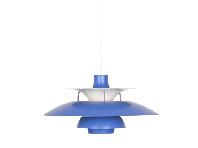 Pendant lamp PH 5, blue and white aluminum, by P. Henningsen, Louis Poulsen, Denmark, 1980s. - DIMENSION