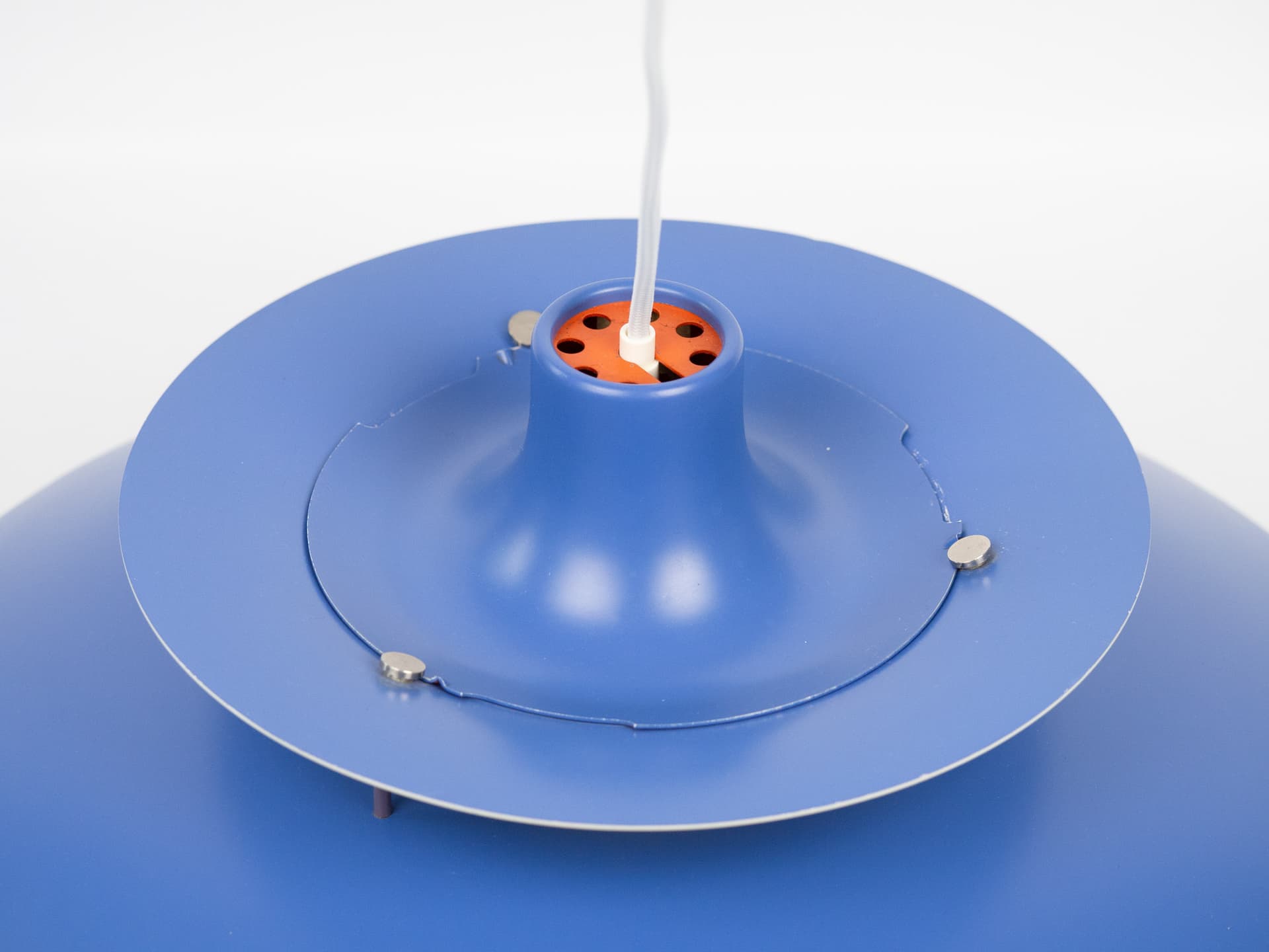 Pendant lamp PH 5, blue and white aluminum, by P. Henningsen, Louis Poulsen, Denmark, 1980s. - 334226