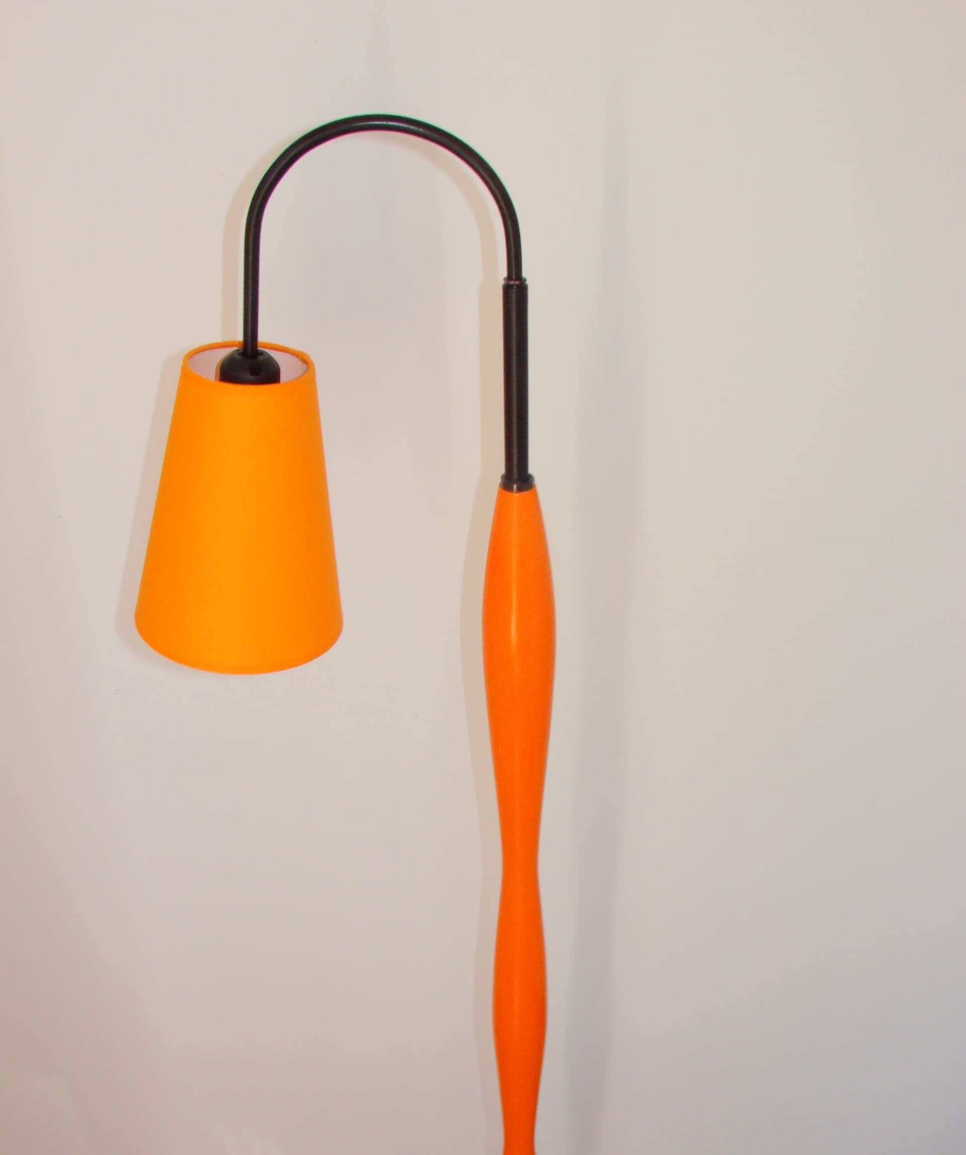 Floor lamp Postmodern, orange lacquered wood, black metal, 1990s - 334324