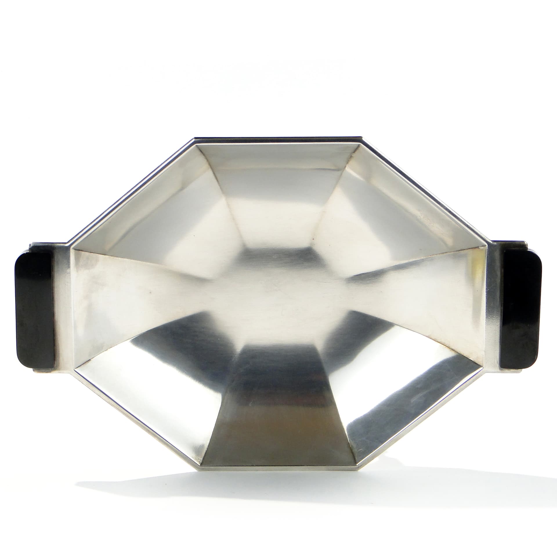 Centerpiece Art Deco, silver-plated brass silver, ebony handles black, Germany, 1920s