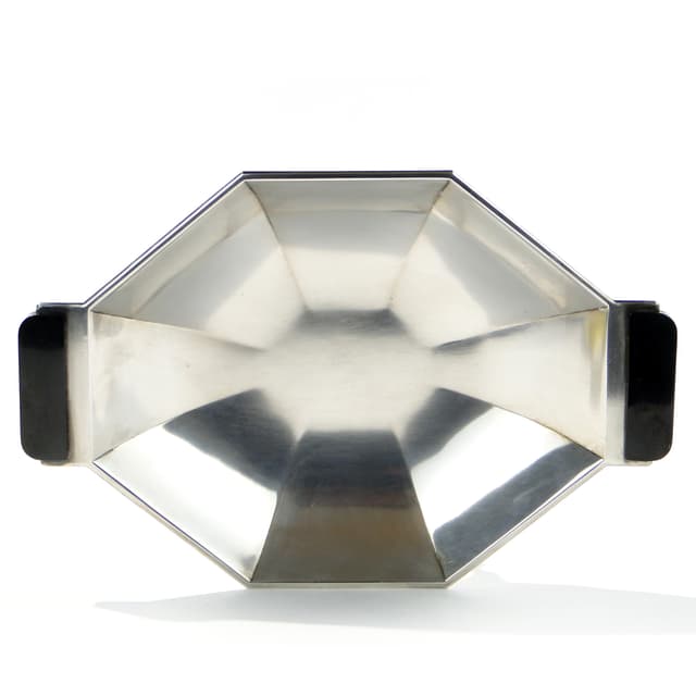 Centerpiece Art Deco, silver-plated brass silver, ebony handles black, Germany, 1920s - DIMENSION