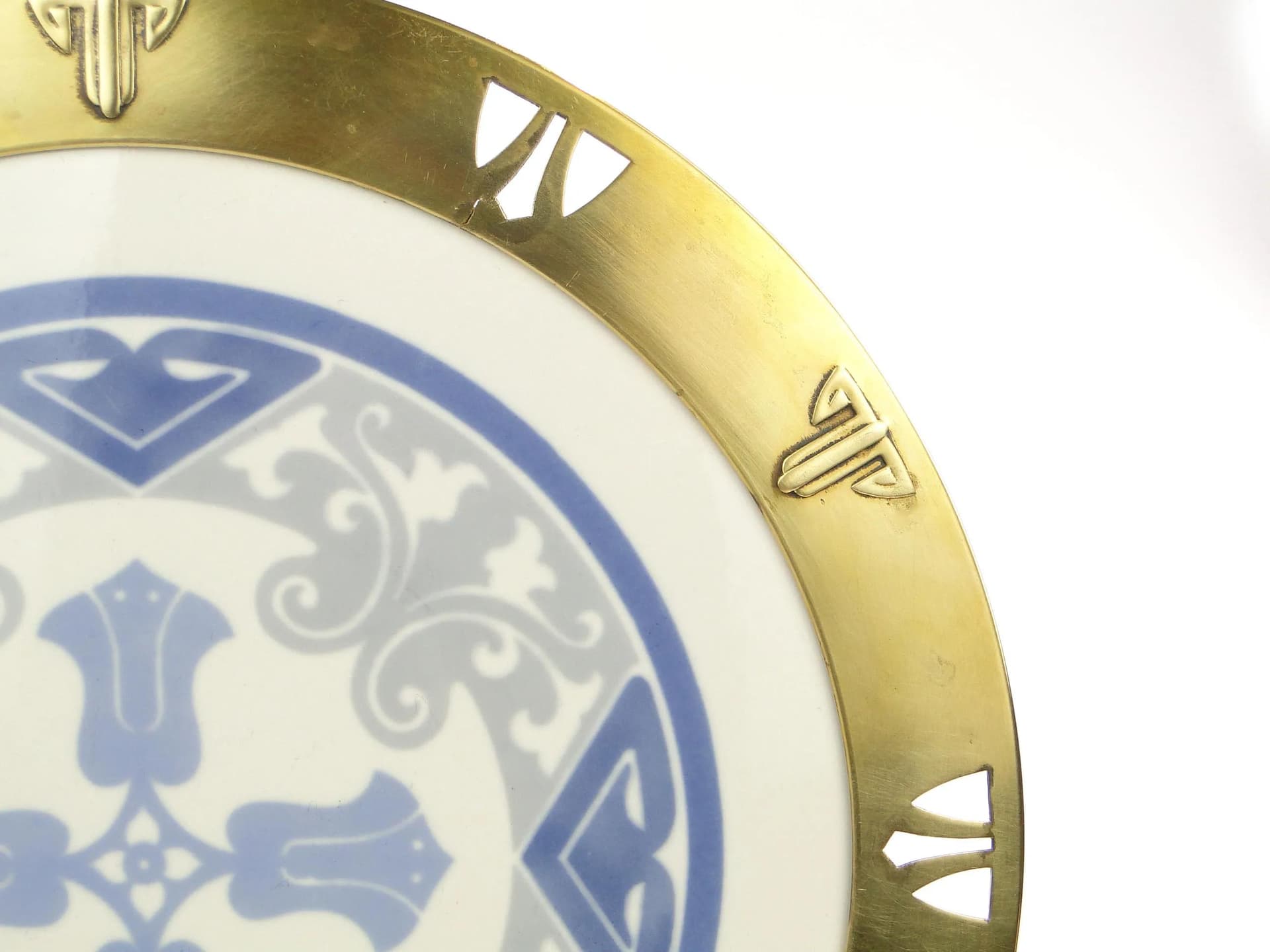 Mosiężno-ceramiczna taca secesyjna, Austria, lata 20. - 24960