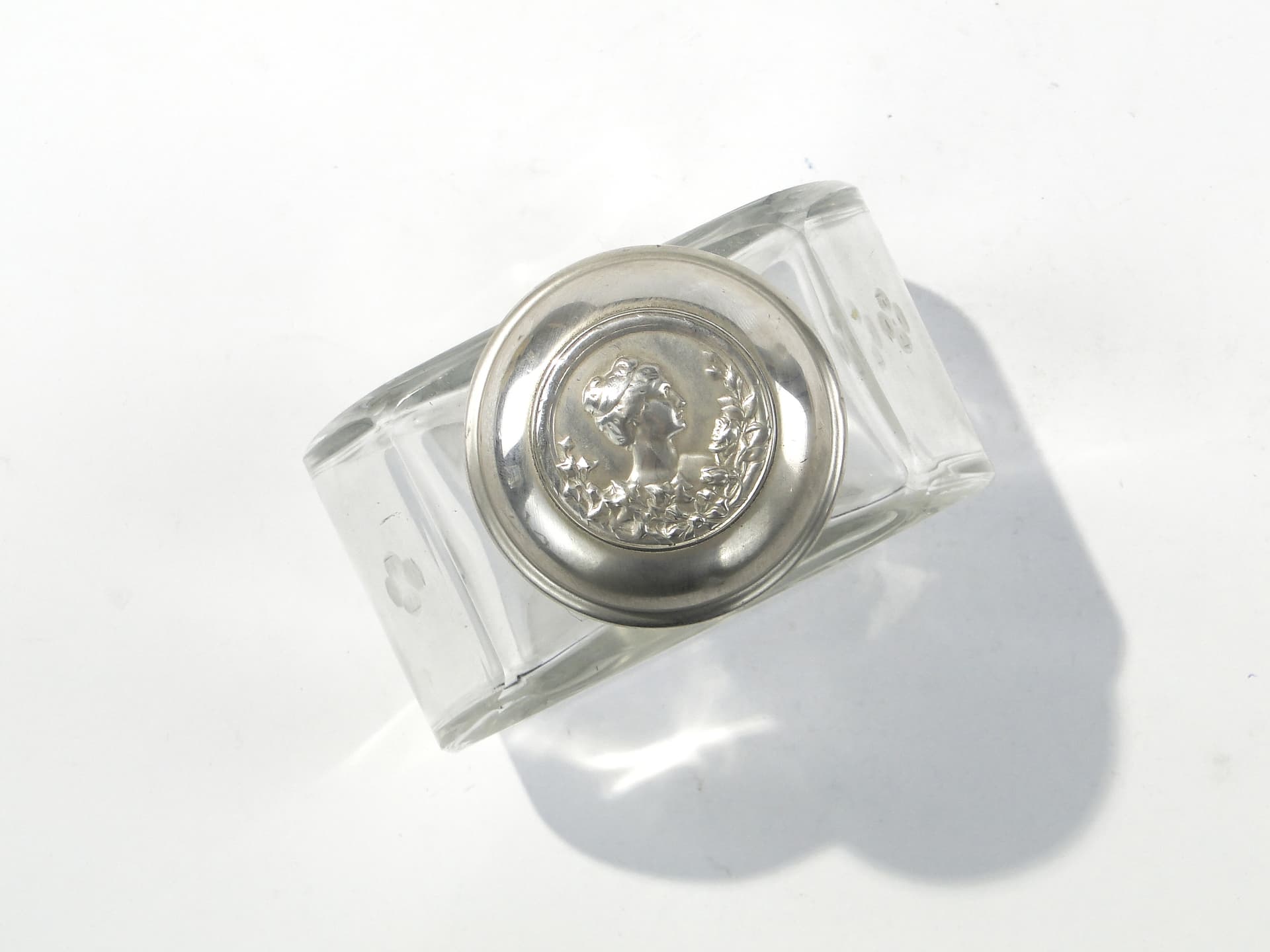 Tea Caddy, transparent crystal glass, silver, Norblin, Poland, early 20th c. - 334362