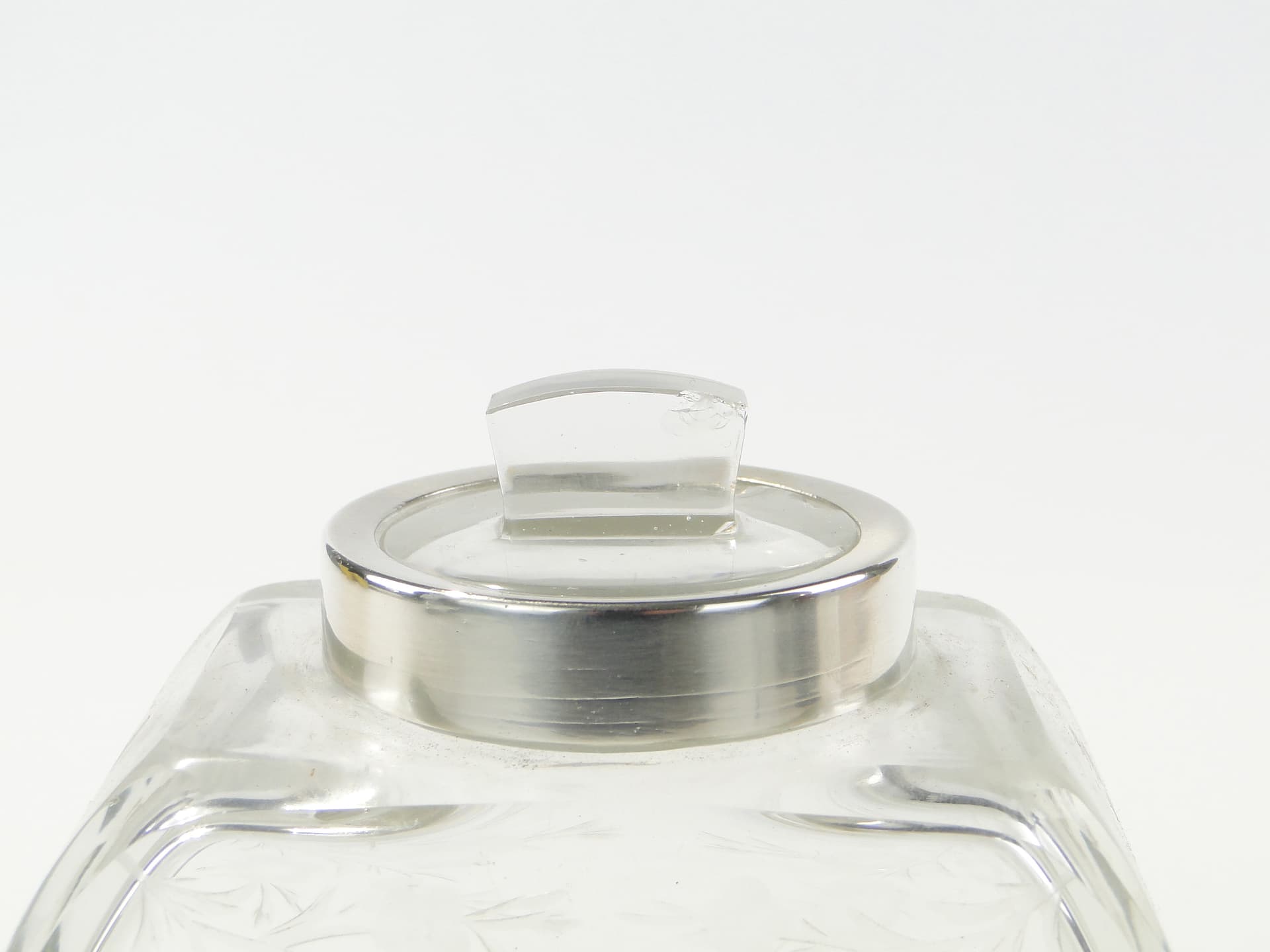 Tea Caddy, transparent crystal glass, silver, Norblin, Poland, early 20th c. - 334360