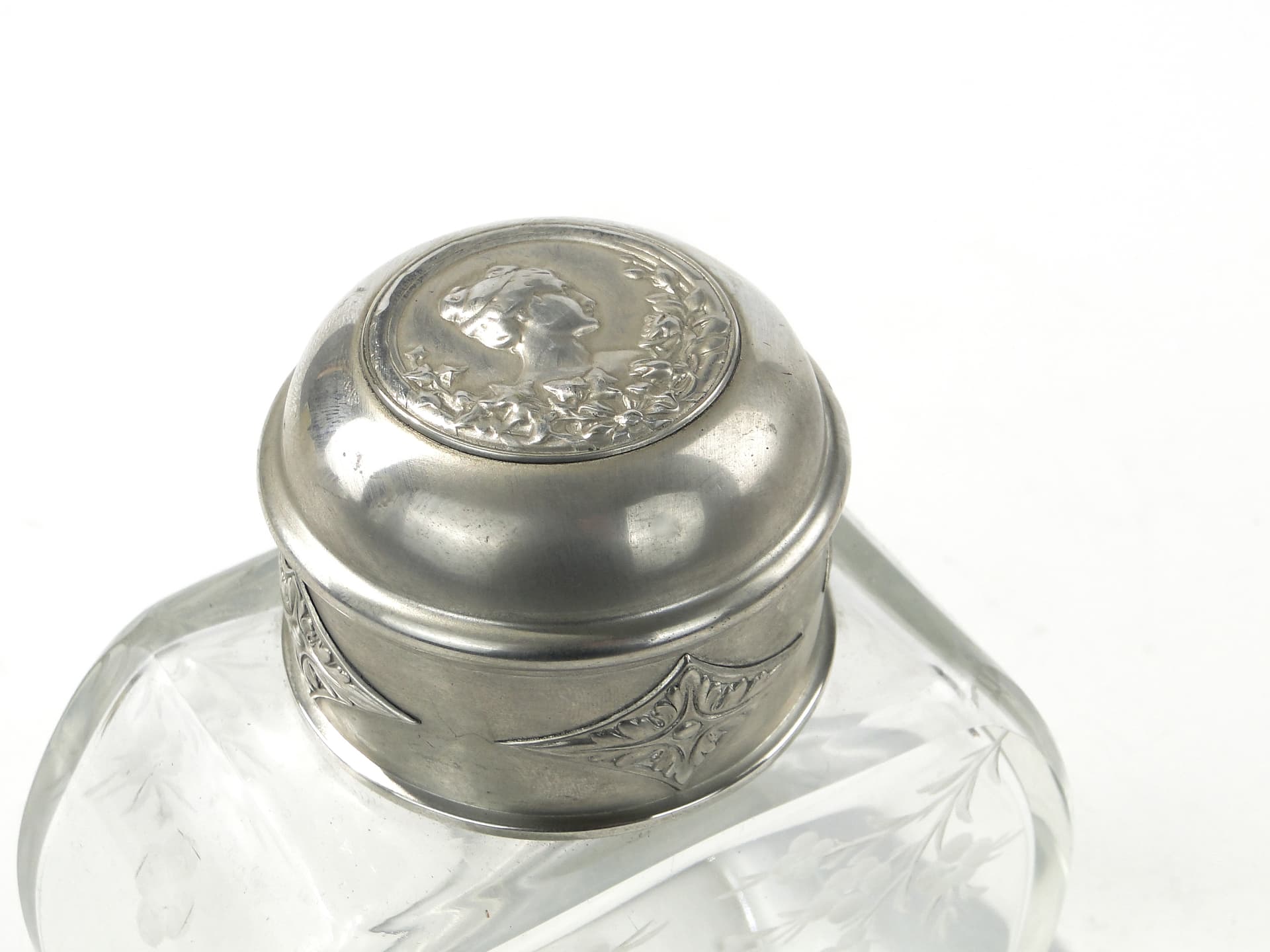 Tea Caddy, transparent crystal glass, silver, Norblin, Poland, early 20th c. - 334359