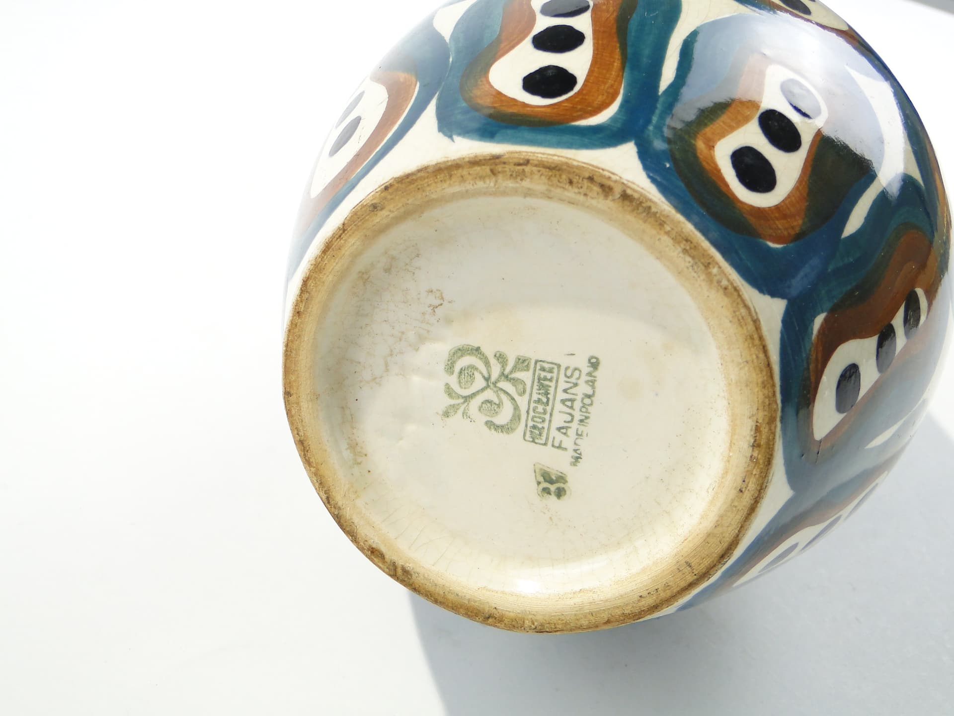 Wine set Pattern 411, white green faience, by J. Sowiński, Włocławek, Poland, 1960s. - 334375