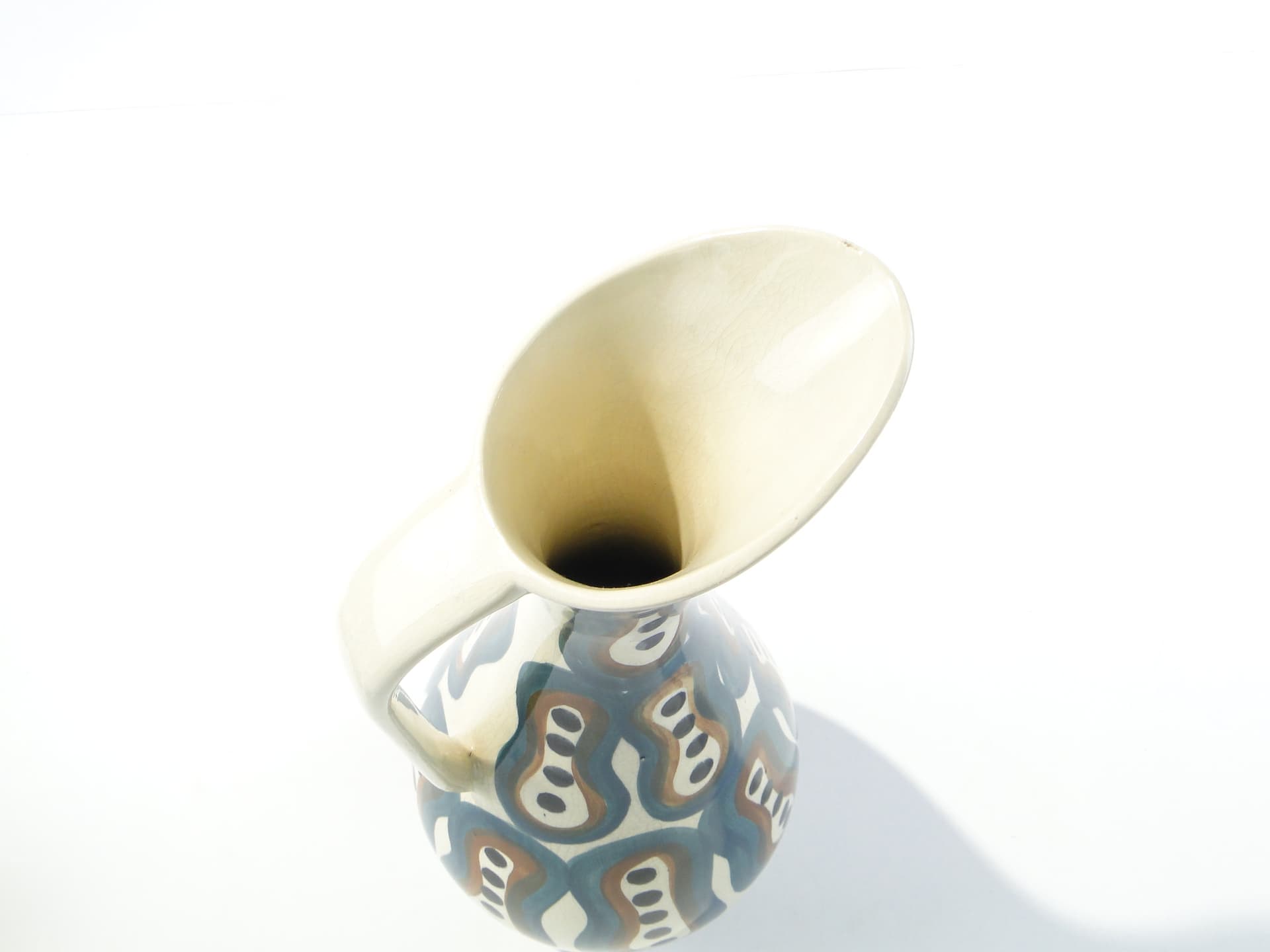Wine set Pattern 411, white green faience, by J. Sowiński, Włocławek, Poland, 1960s. - 334376