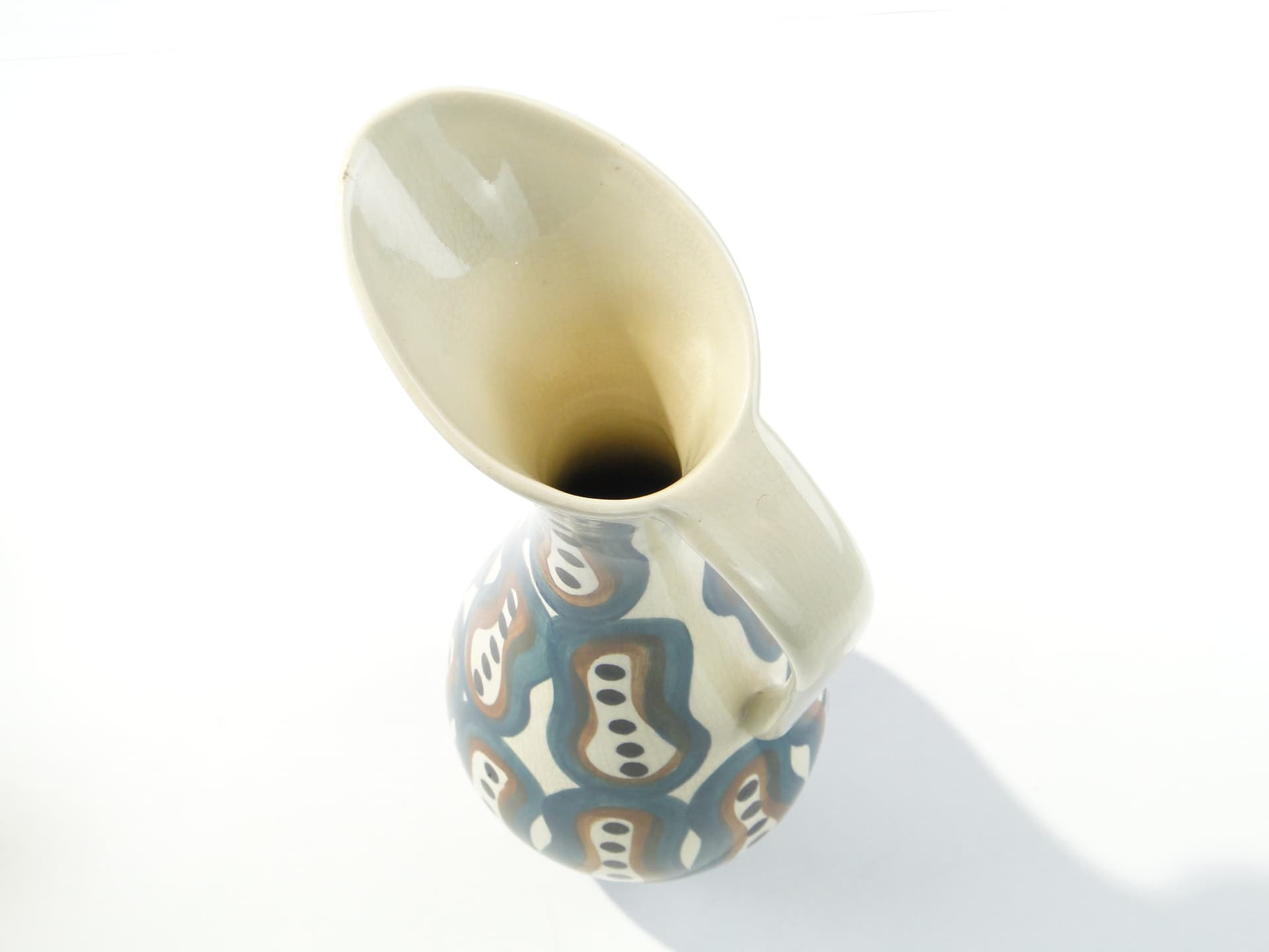 Wine set Pattern 411, white green faience, by J. Sowiński, Włocławek, Poland, 1960s. - 334377