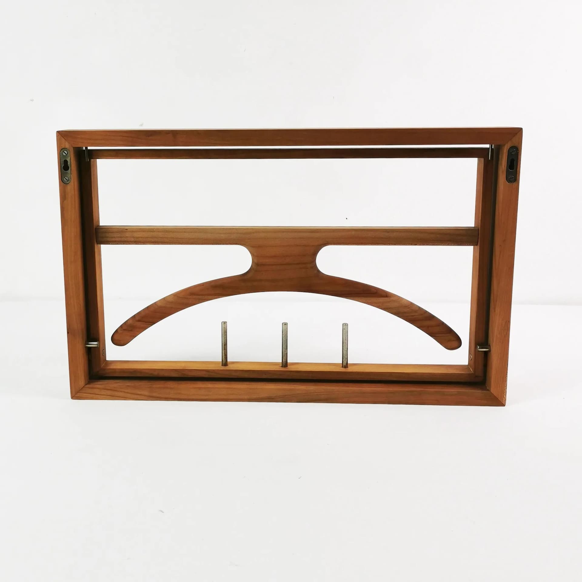 Wieszak ścienny, teak brązowy, metal, Dania, lata 70. - 334714