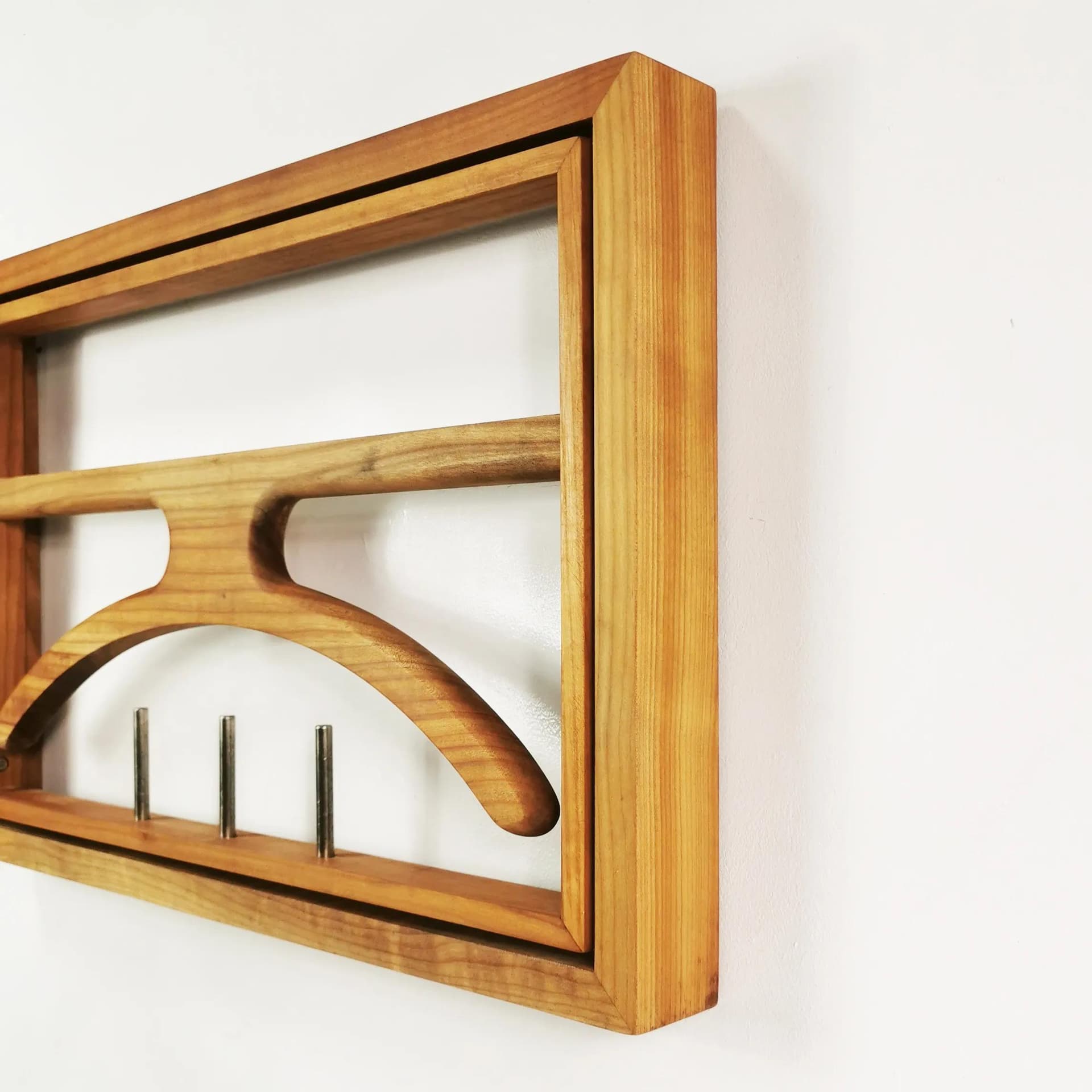 Wieszak ścienny, teak brązowy, metal, Dania, lata 70. - 334712