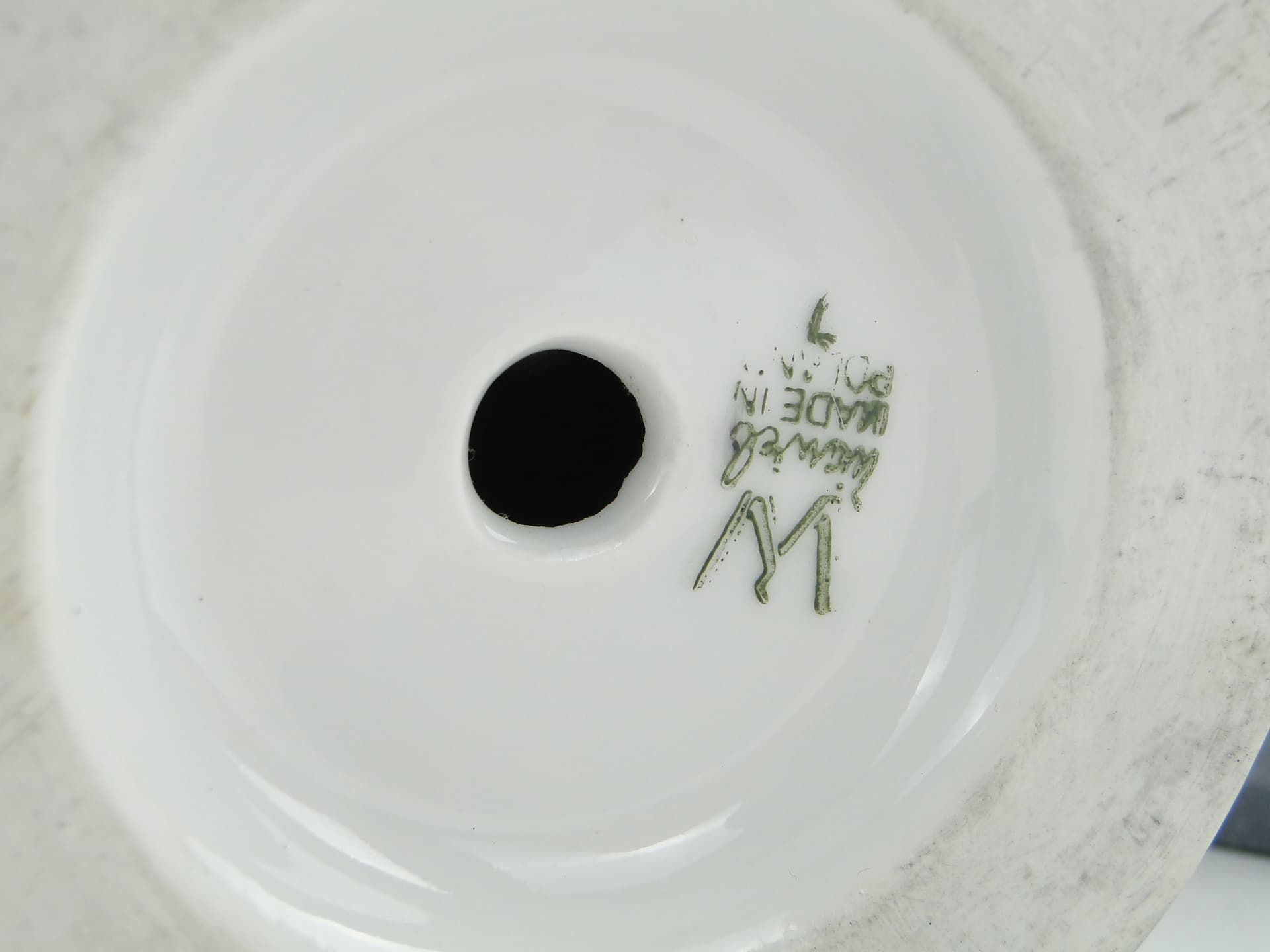 Lampa stołowa Dmuchawce, porcelana czarna biały, abażur tkanina szary, proj. L. Pokora, Polska, lata 50. - 334403