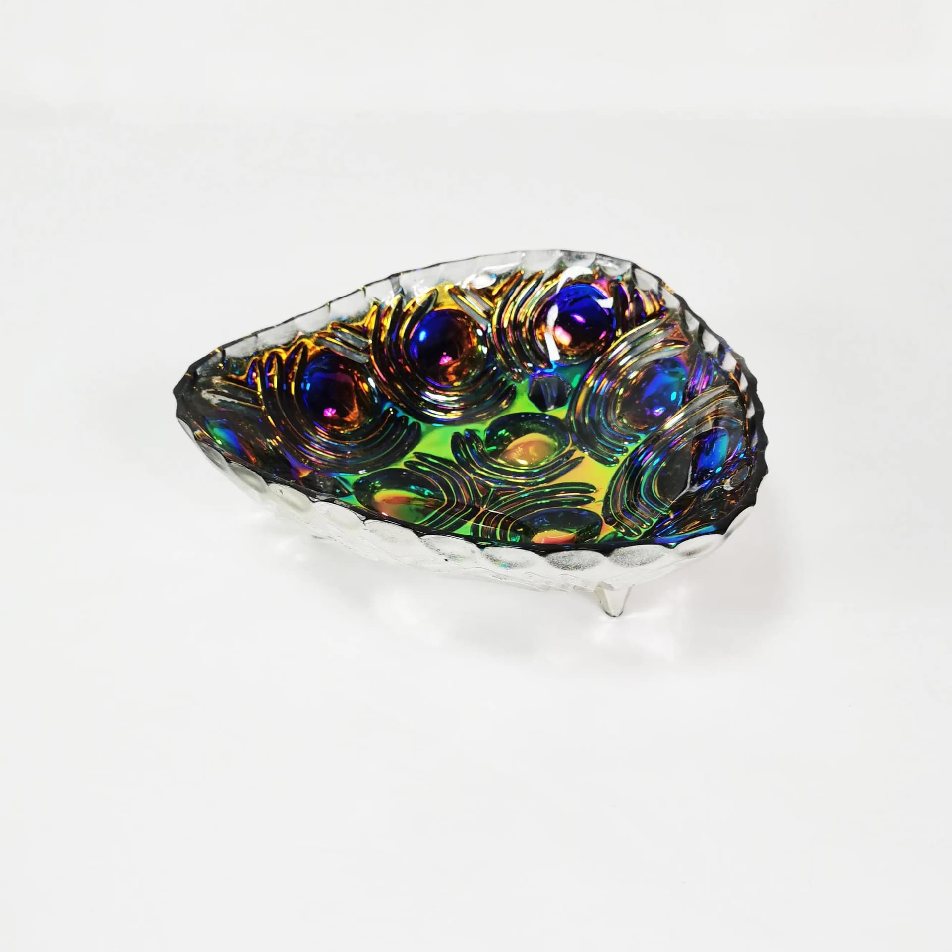 Patera kryształowa, iryzowana, LGW Leinauer Glassware, Niemcy, lata 70. - 334647
