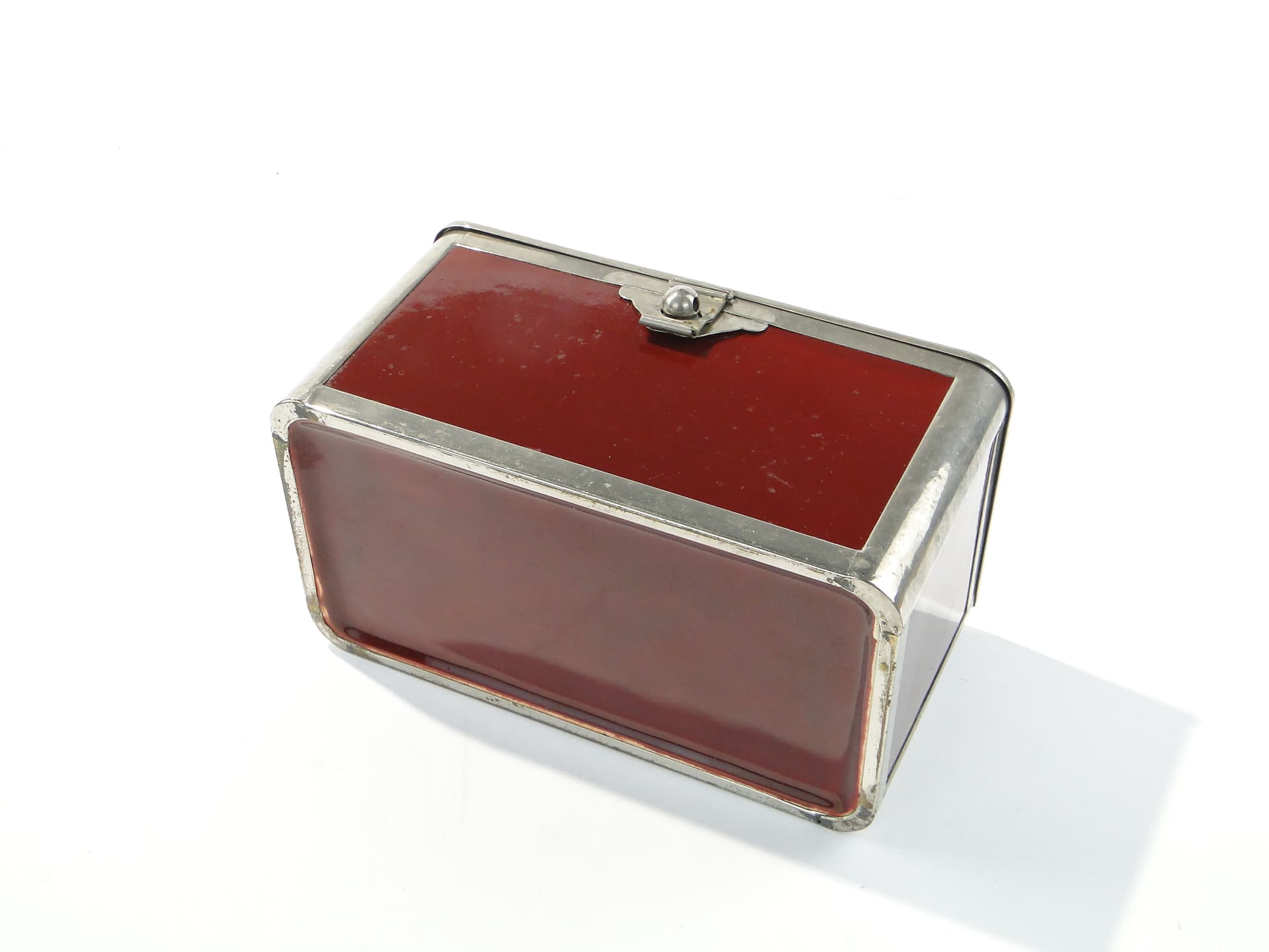 Confectionery box, Art Nouveau, burgundy ceramic, silver chrome-plated brass, Western Europe, early 20th c. - 334438