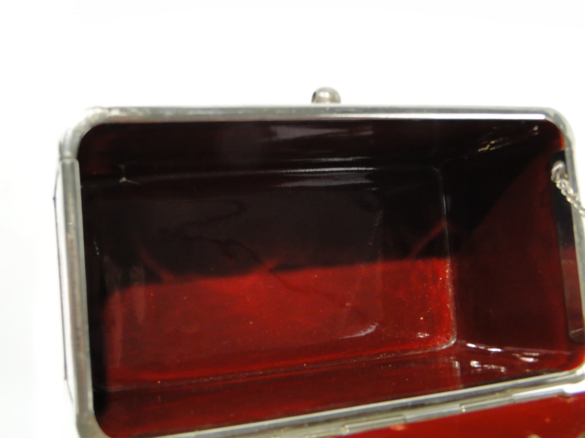 Confectionery box, Art Nouveau, burgundy ceramic, silver chrome-plated brass, Western Europe, early 20th c. - 334440