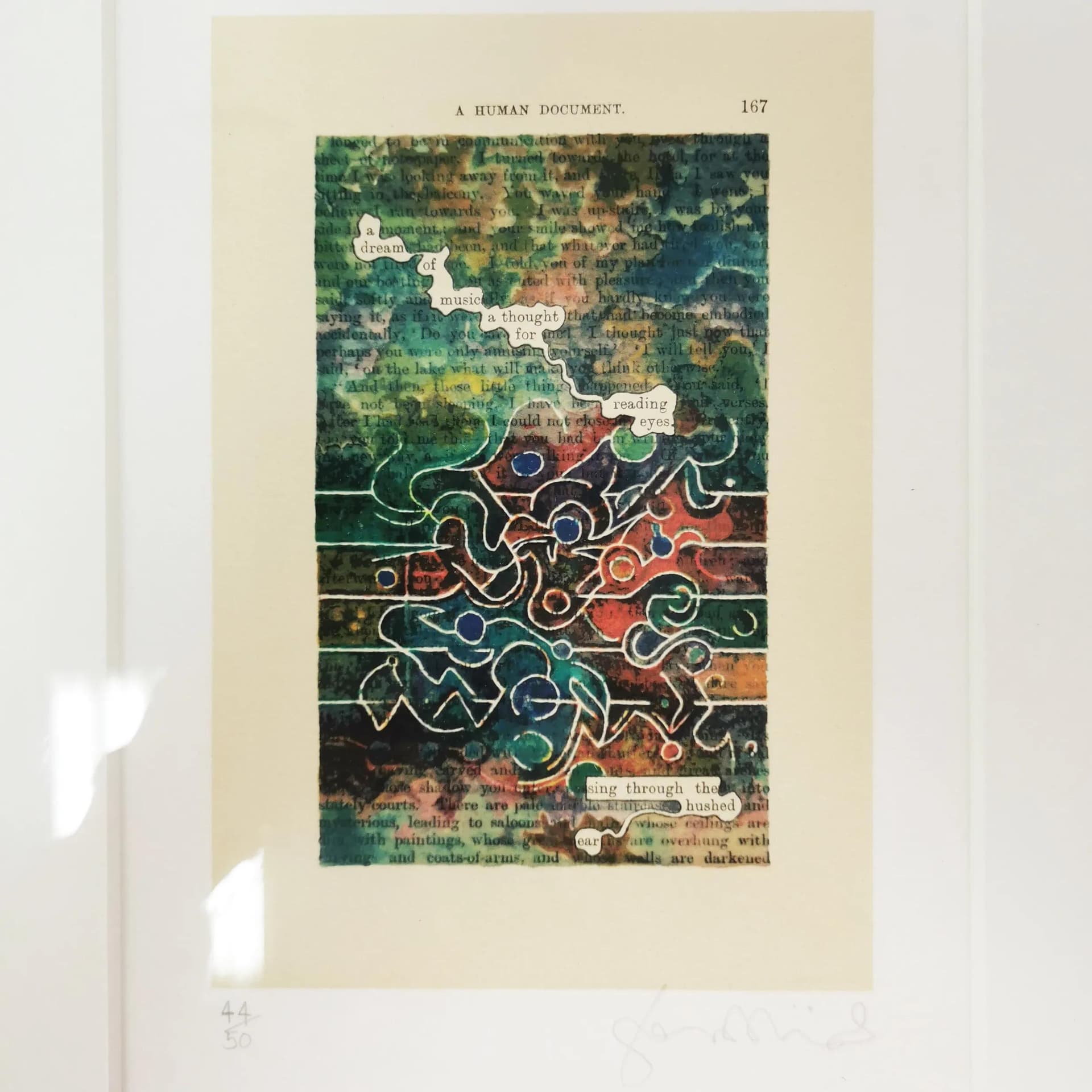 Grafika A Humument, litografia, papier multikolor, proj. T. Phillips, Anglia, lata 70. - 334613