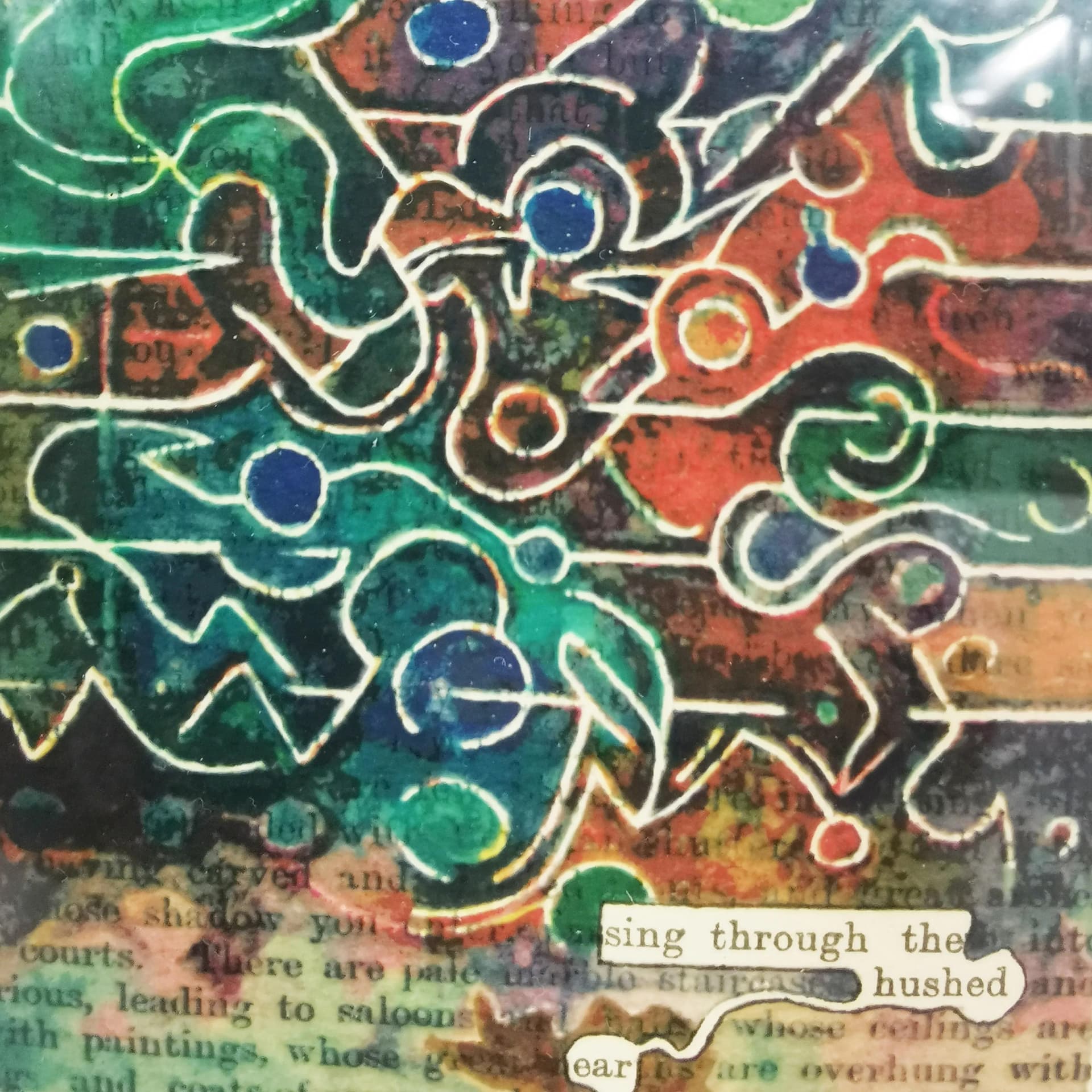 Grafika A Humument, litografia, papier multikolor, proj. T. Phillips, Anglia, lata 70. - 334618