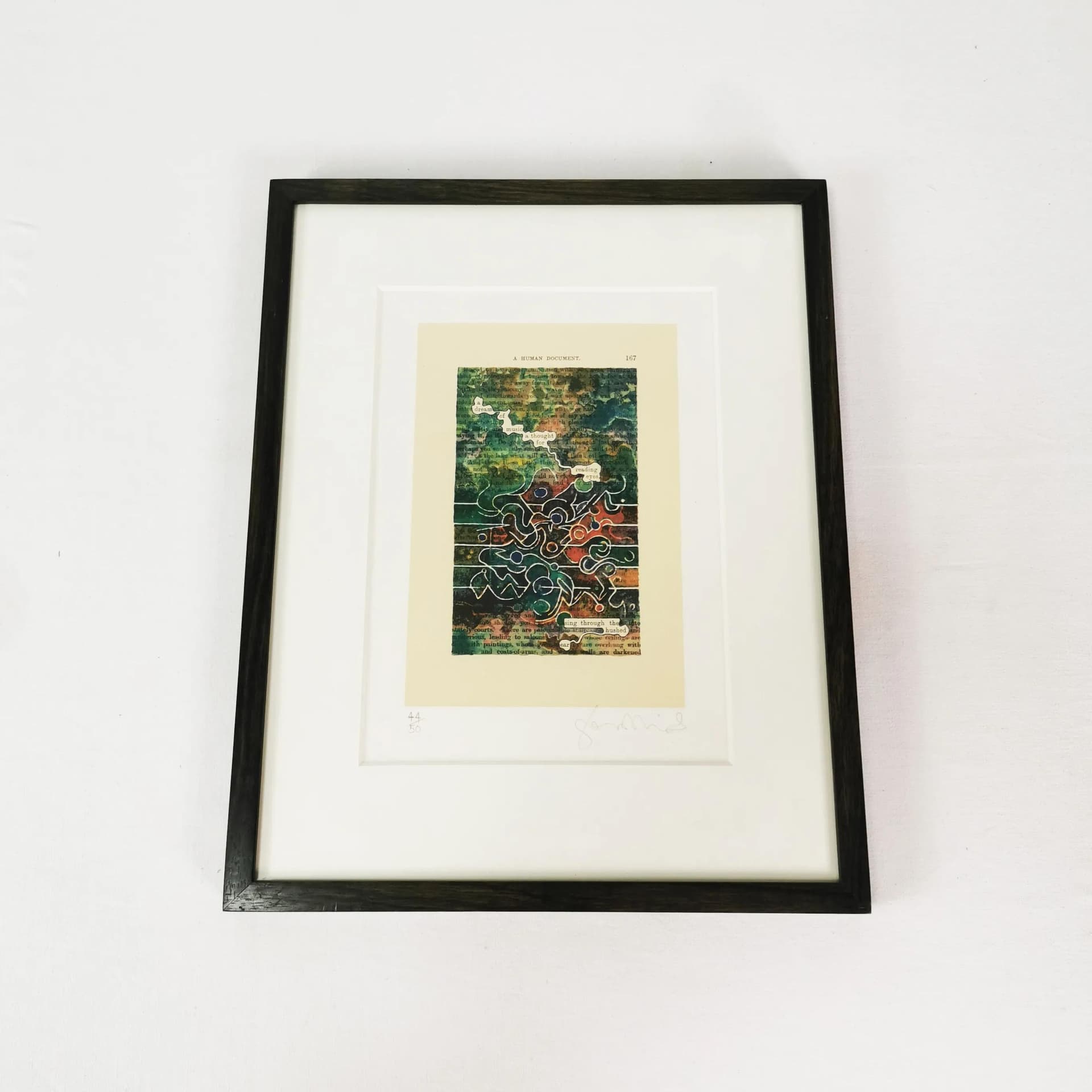 Grafika A Humument, litografia, papier multikolor, proj. T. Phillips, Anglia, lata 70. - 334619